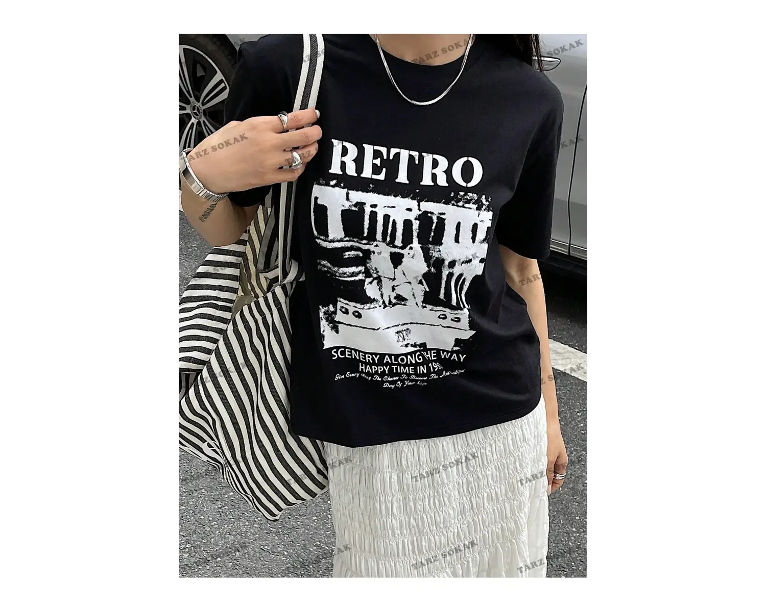 RETRO Baskılı Oversize Kalıp Unisex T-shirt