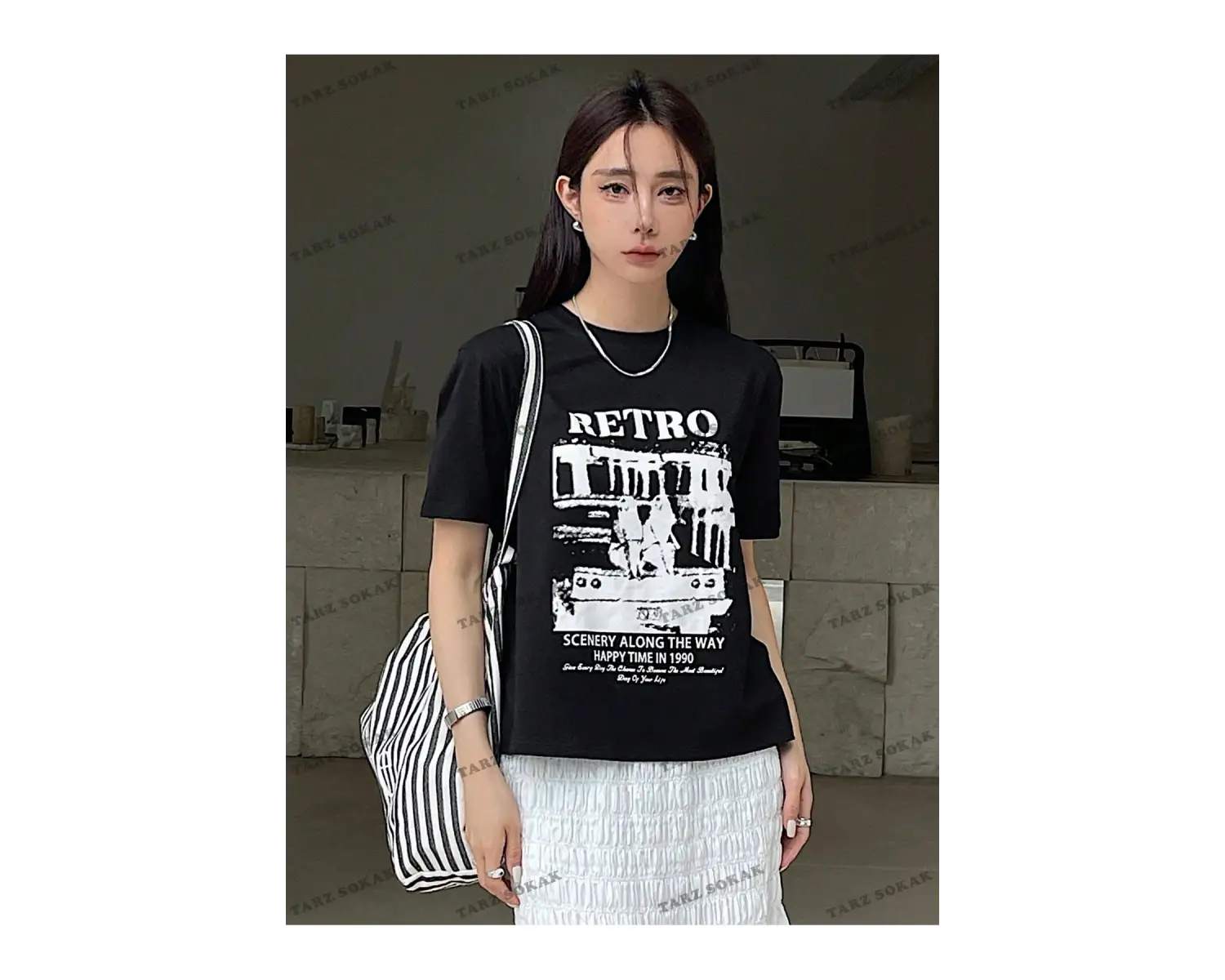 RETRO Baskılı Oversize Kalıp Unisex T-shirt