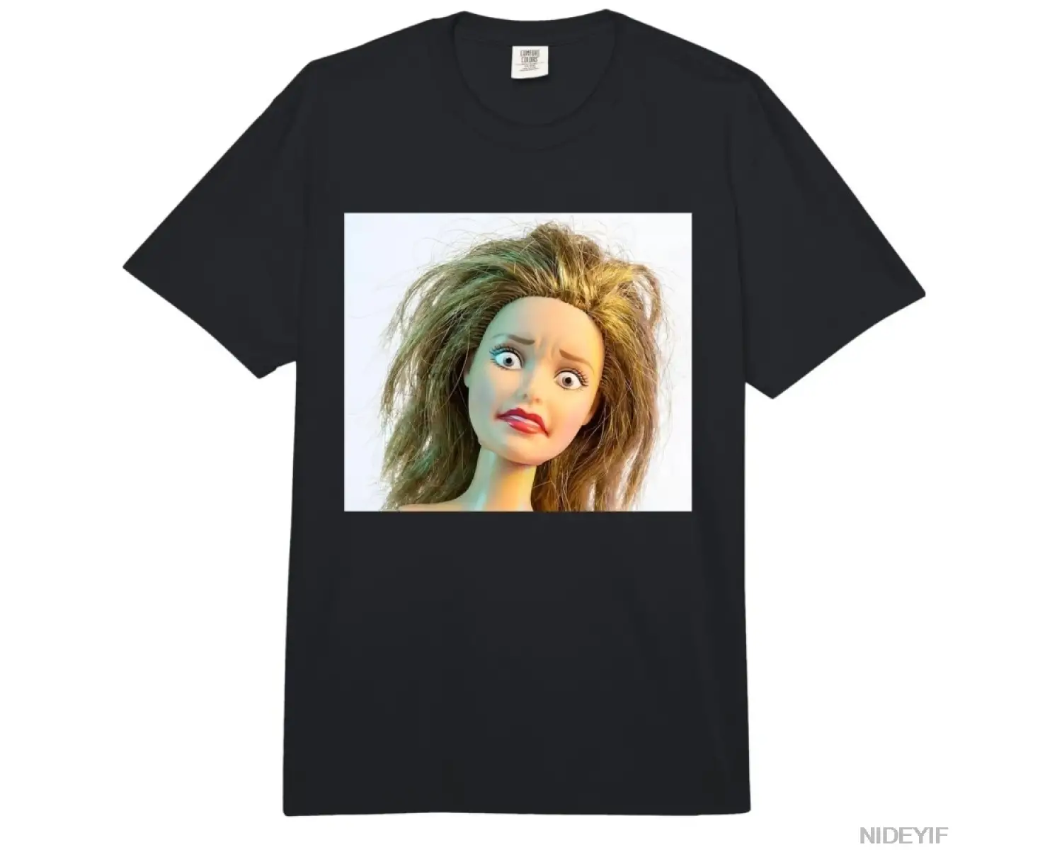 Retro Bebek Yüzü Meme Bebekleri Plastik İğrenç Bebek Yüzü Meme Tişörtü Erkekler Kadınlar İçin