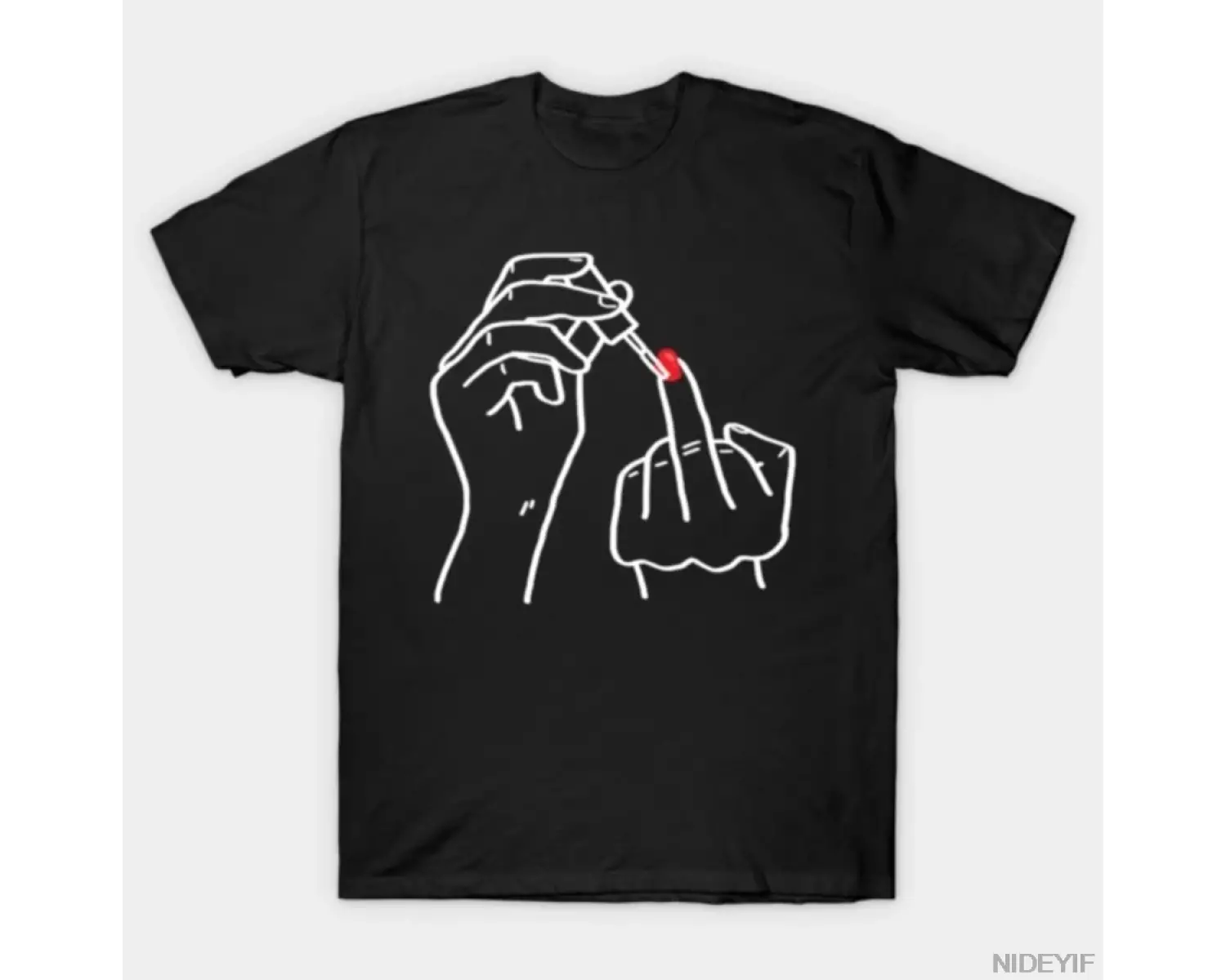 Retro Komik Orta Parmak Tırnak Meme T-shirt Erkekler Kadınlar Için % 100% Pamuk T Shirt Kısa