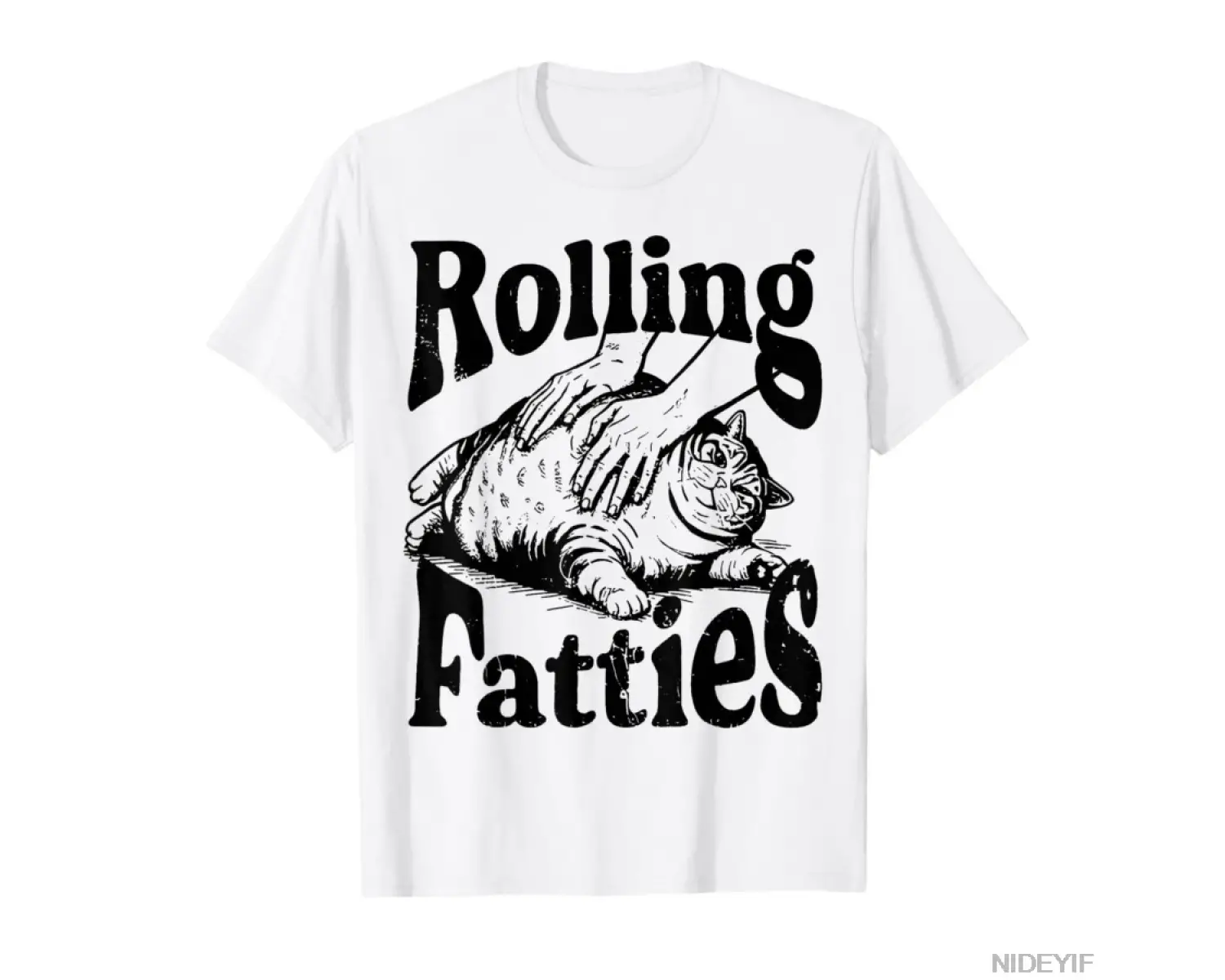 Retro Rolling Fatties Vintage Kedi Komik Kedi Sever Yavru Kedi Tişörtü Erkekler Kadınlar İçin