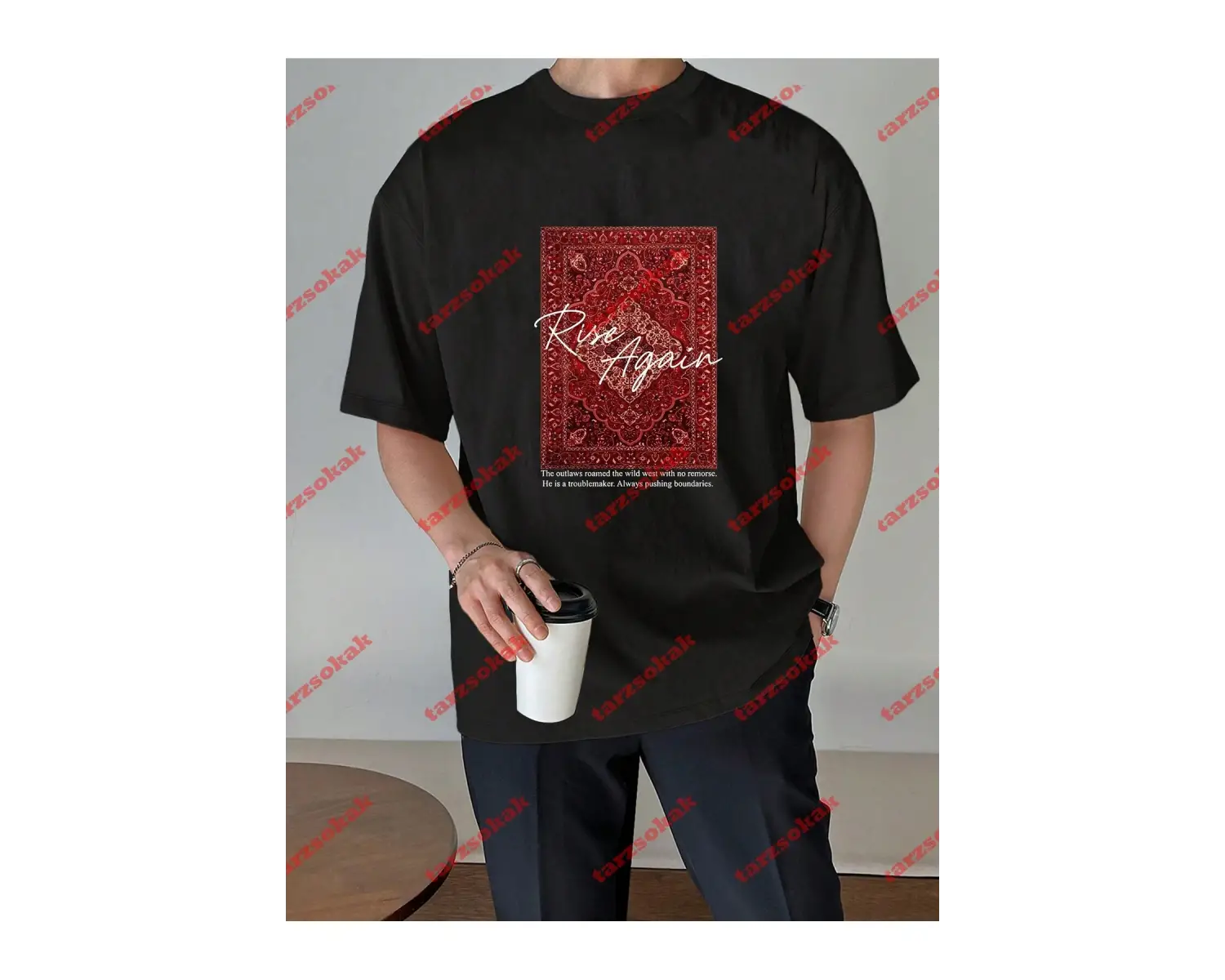 Rise Again Baskılı Oversize Unisex Beyaz