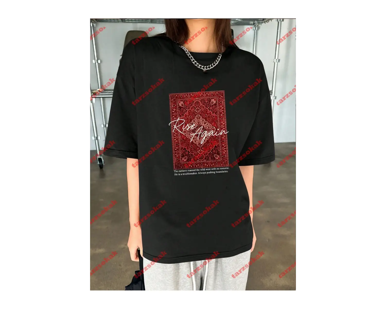 Rise Again Baskılı Oversize Unisex Beyaz