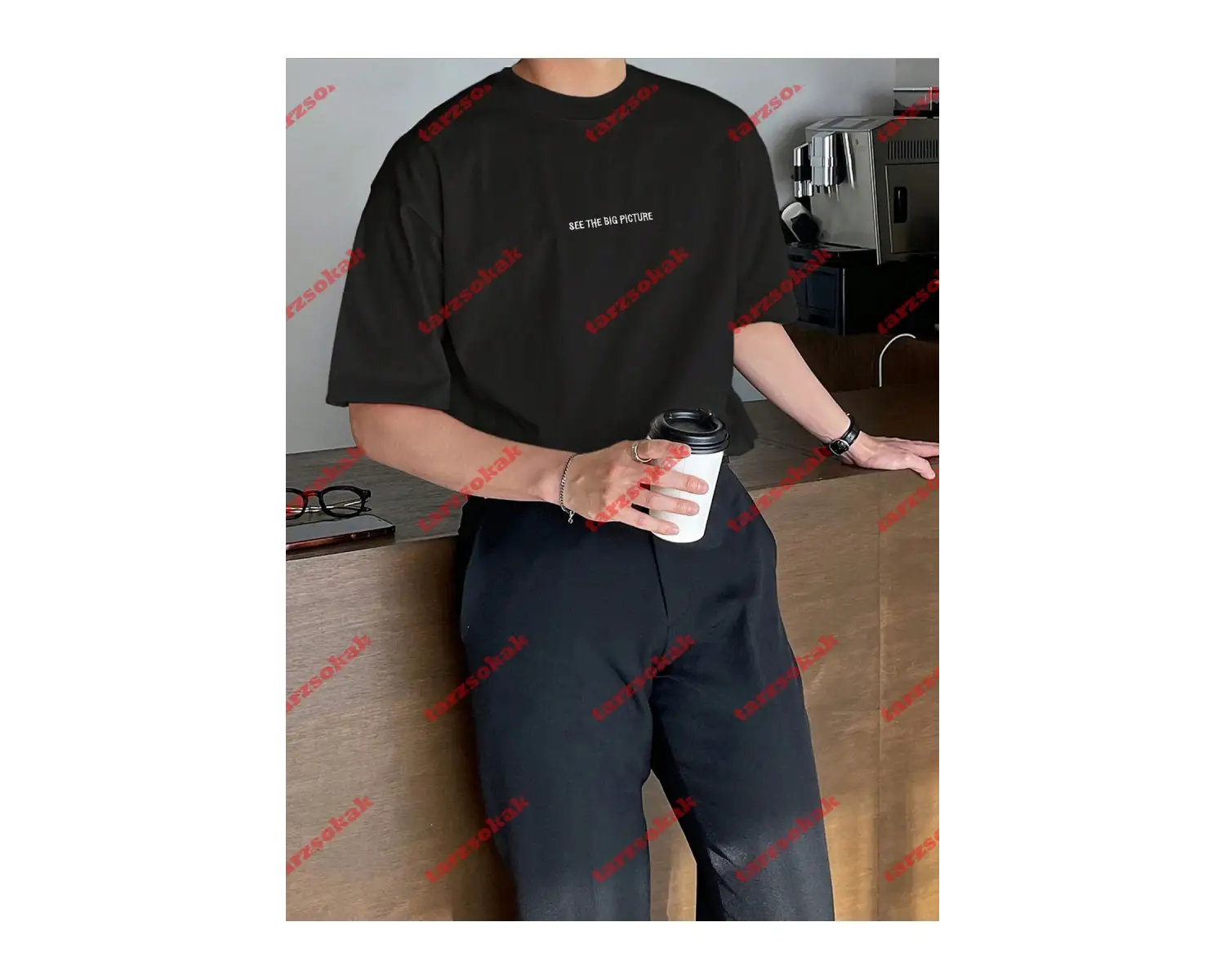 Rıver Erkek Nakış Işlemeli Oversize %100 Organik Pamuk Örme  Beyaz