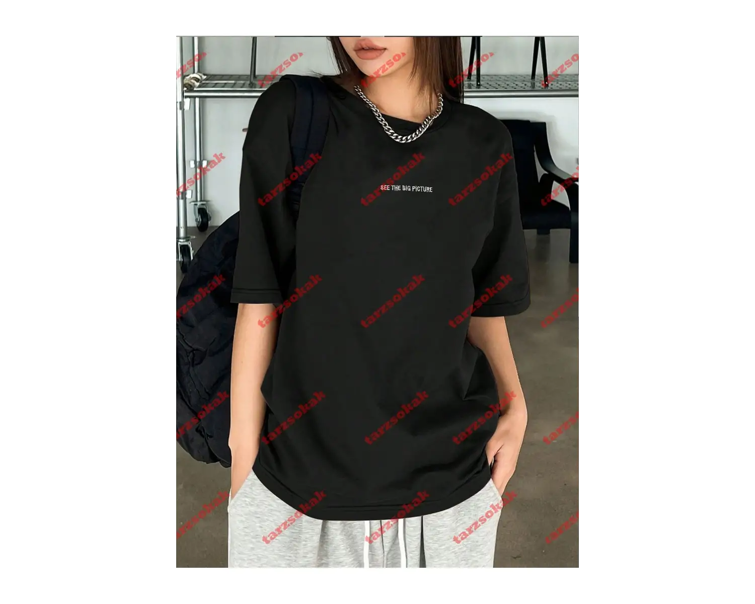 Rıver Erkek Nakış Işlemeli Oversize %100 Organik Pamuk Örme  Beyaz