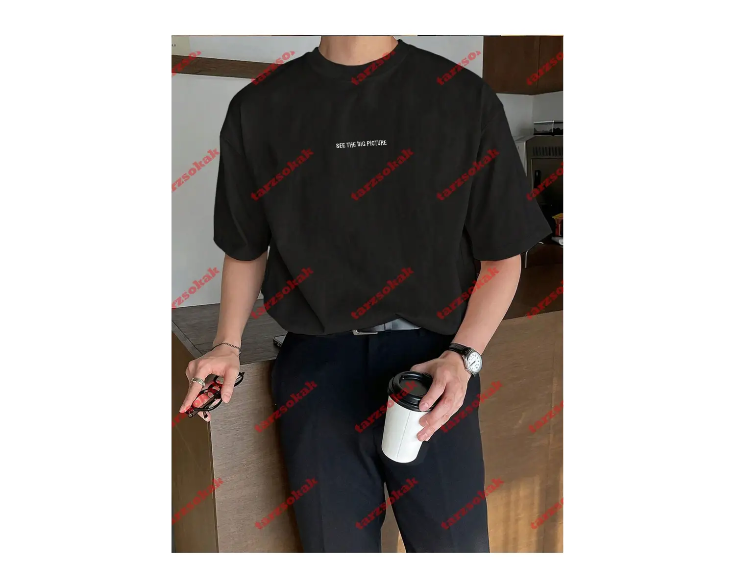 Rıver Erkek Nakış Işlemeli Oversize %100 Organik Pamuk Örme  Beyaz