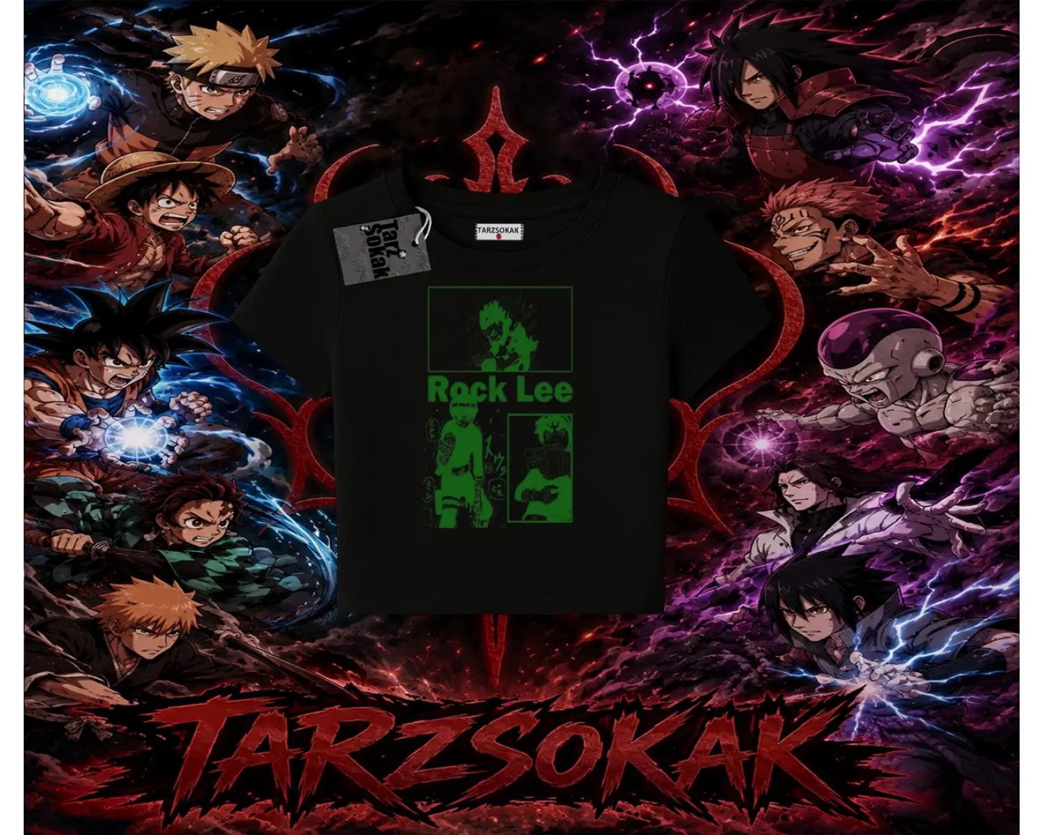 Rock Lee Naruto Anime Karakter Kadın Baby Tee Beyaz