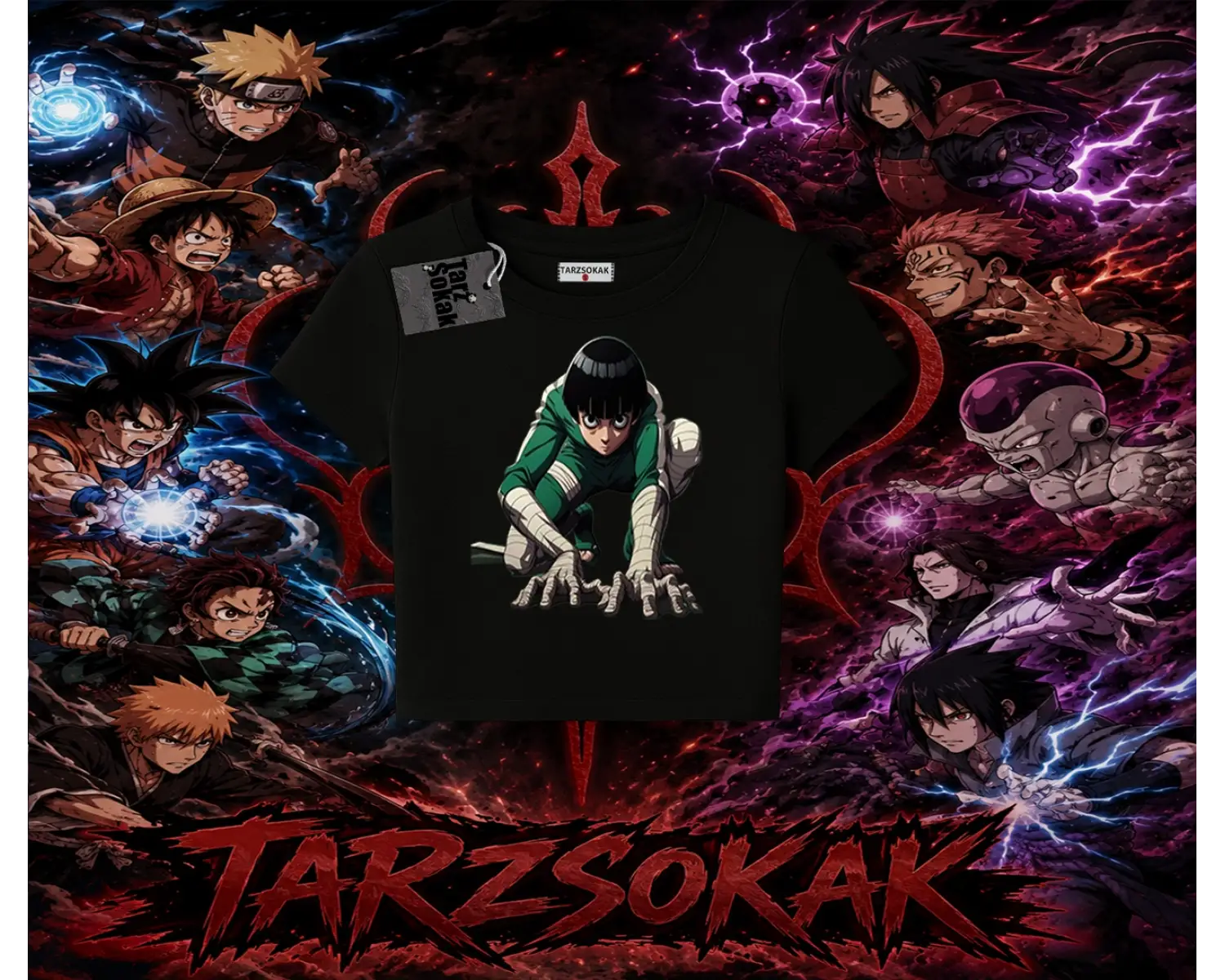 Rock Lee Naruto Anime Karakter Kadın Baby Tee Beyaz