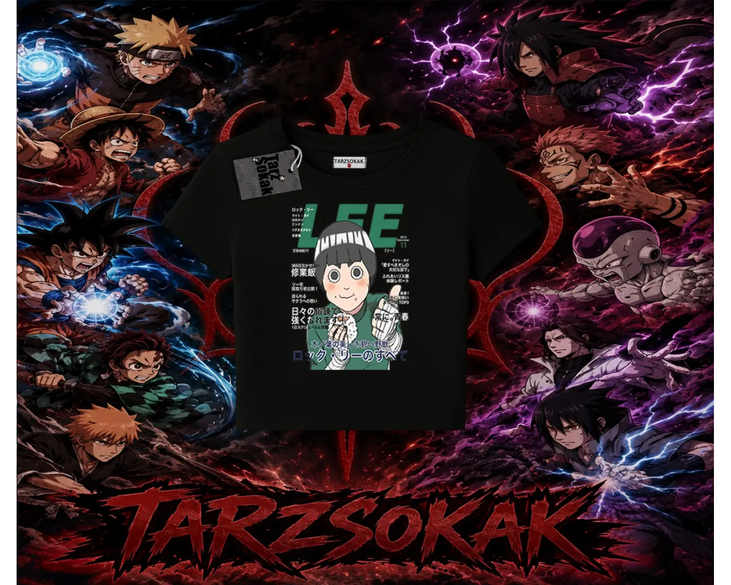 Rock Lee Naruto Anime Karakter Kadın Baby Tee Beyaz