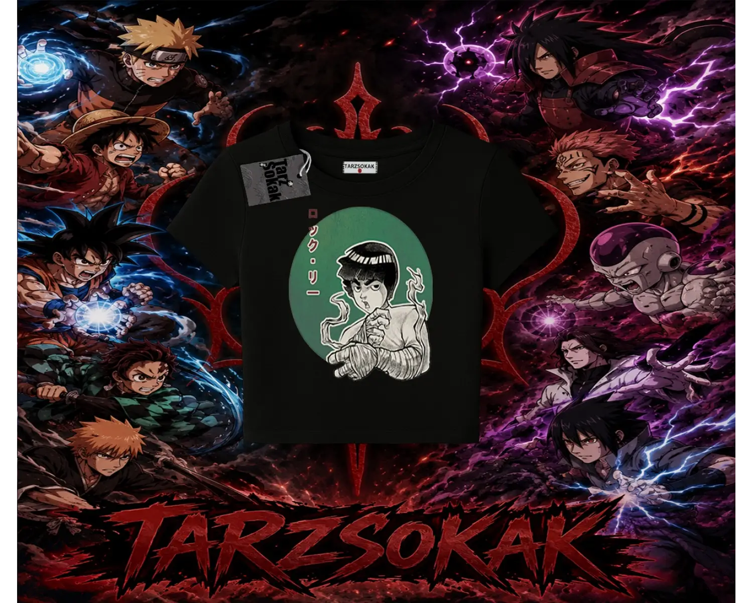 Rock Lee Naruto Anime Karakter Kadın Baby Tee Beyaz
