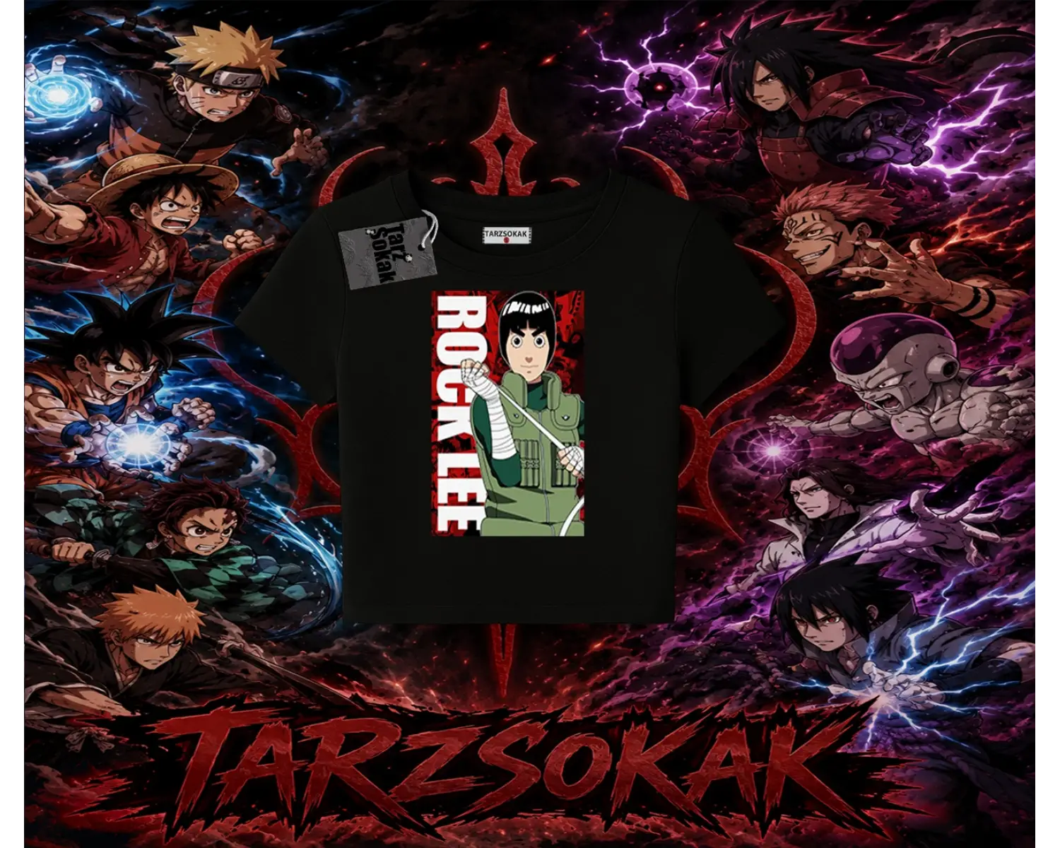 Rock Lee Naruto Anime Karakter Kadın Baby Tee Beyaz