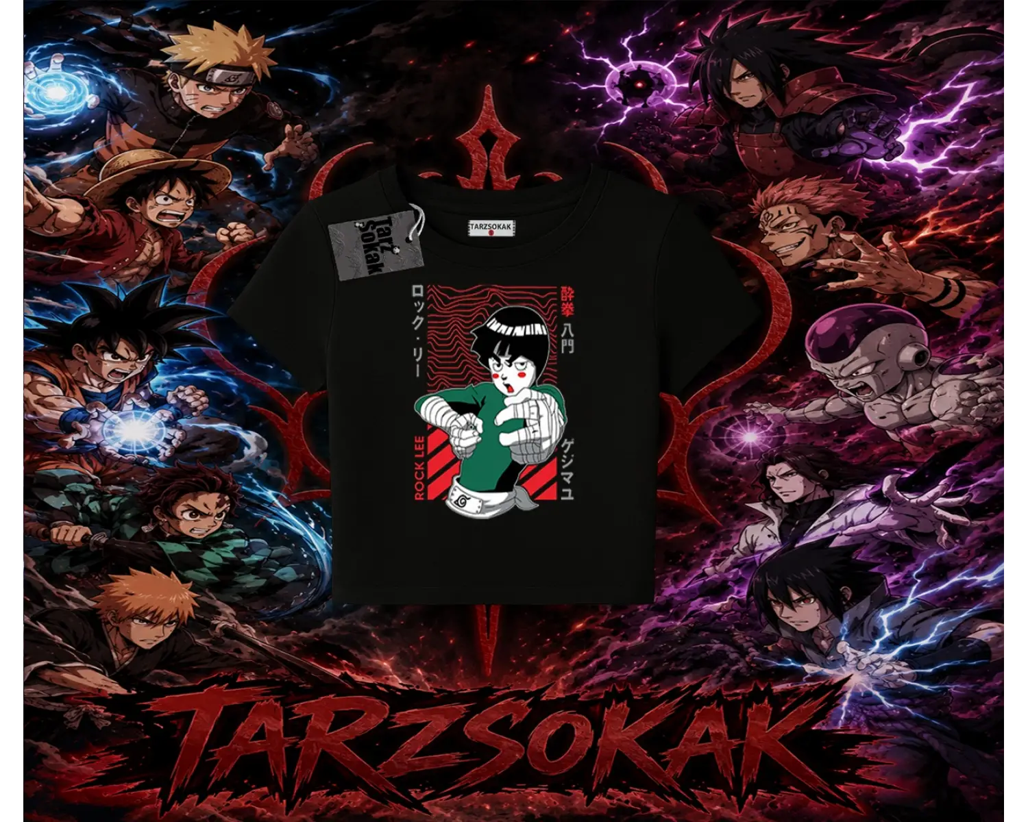 Rock Lee Naruto Anime Karakter Kadın Baby Tee Beyaz