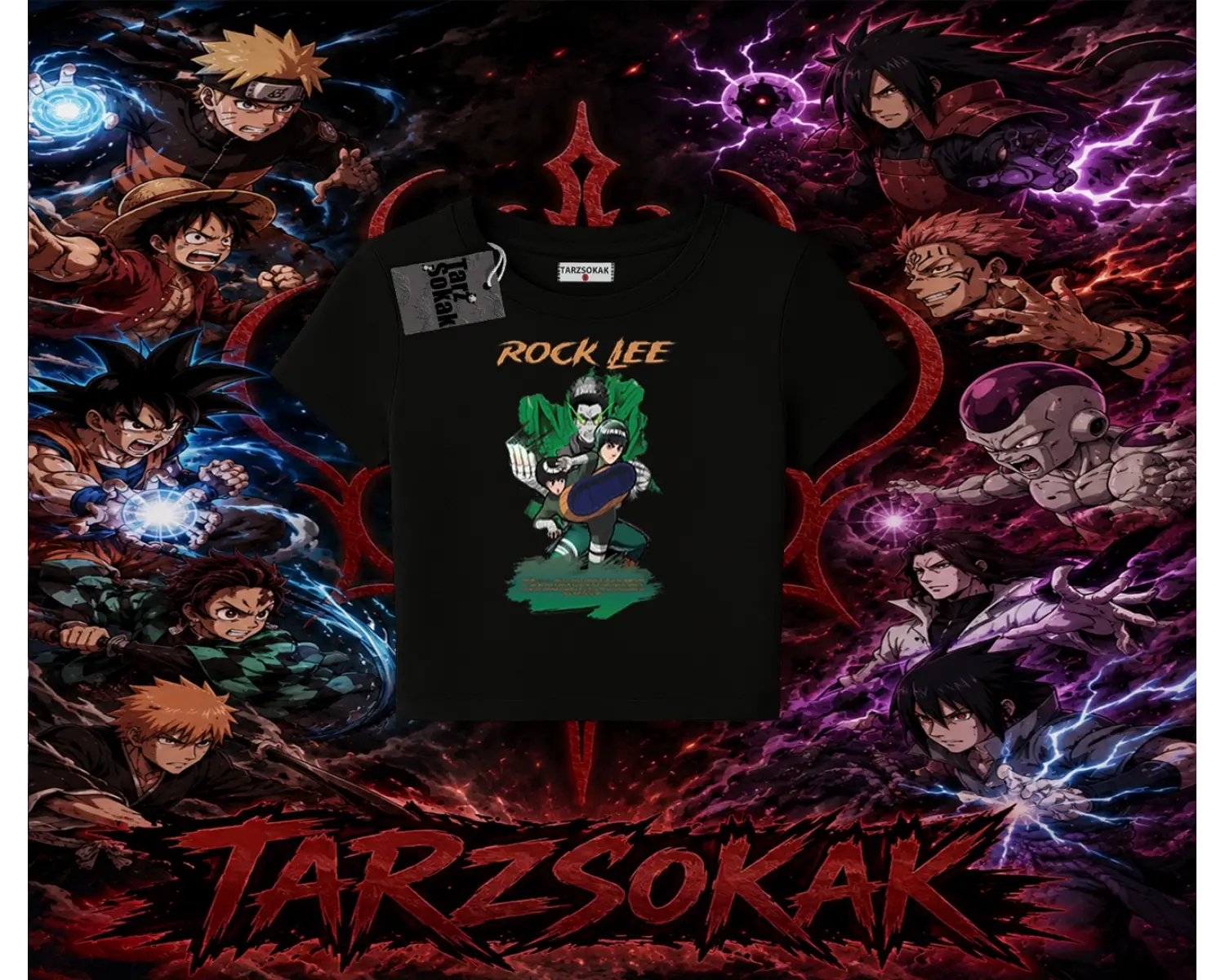 Rock Lee Naruto Anime Karakter Kadın Baby Tee Beyaz