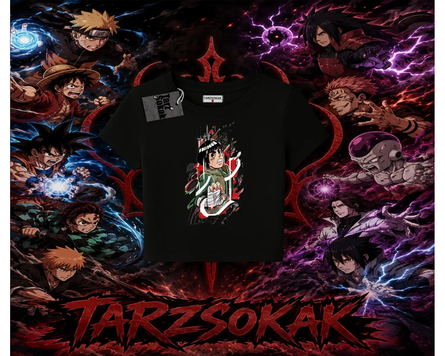 Rock Lee Naruto Anime Karakter Kadın Baby Tee Beyaz