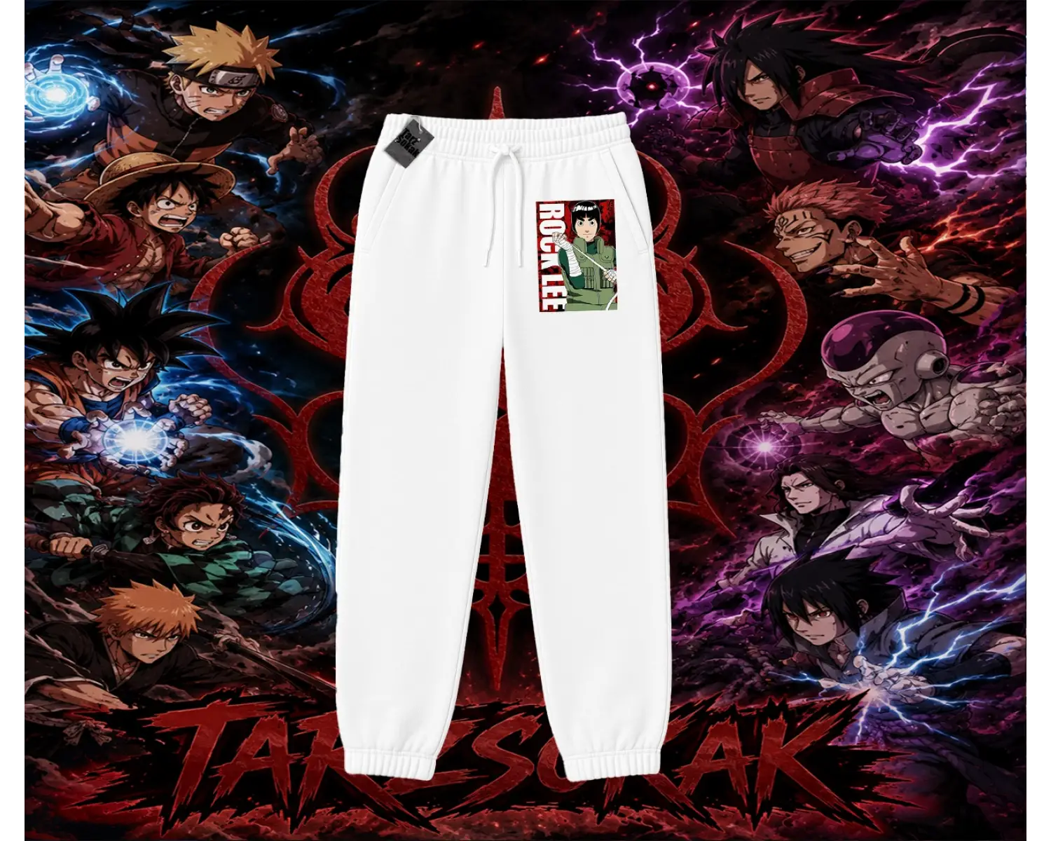 Rock Lee Naruto Anime Karakter Unisex Jogger Eşofman Altı Beyaz