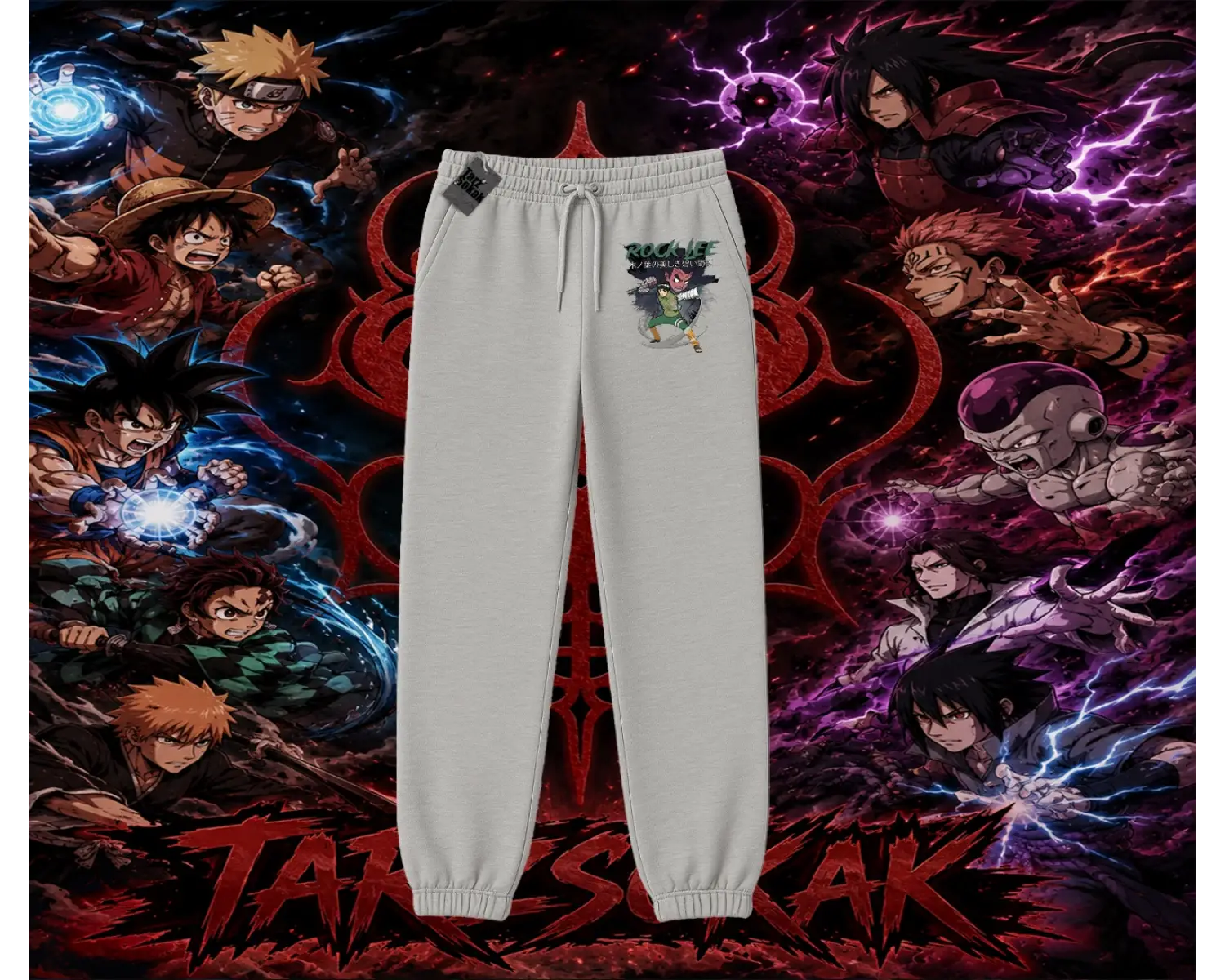 Rock Lee Naruto Anime Karakter Unisex Jogger Eşofman Altı Beyaz