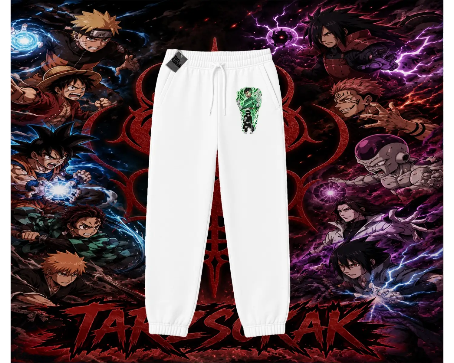Rock Lee Naruto Anime Karakter Unisex Jogger Eşofman Altı Beyaz