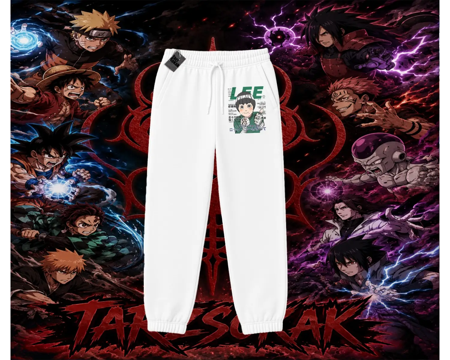 Rock Lee Naruto Anime Karakter Unisex Jogger Eşofman Altı Beyaz