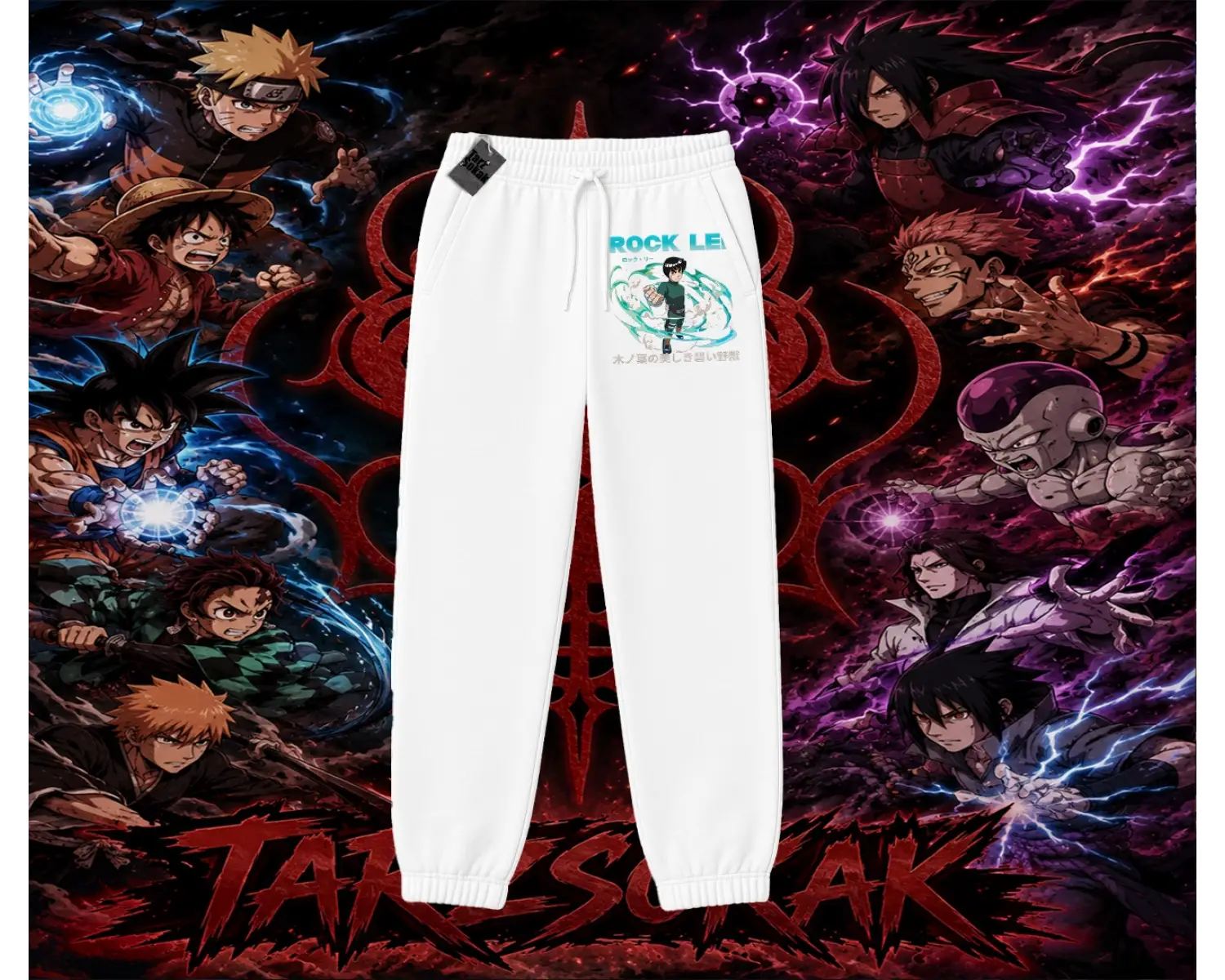 Rock Lee Naruto Anime Karakter Unisex Jogger Eşofman Altı Beyaz