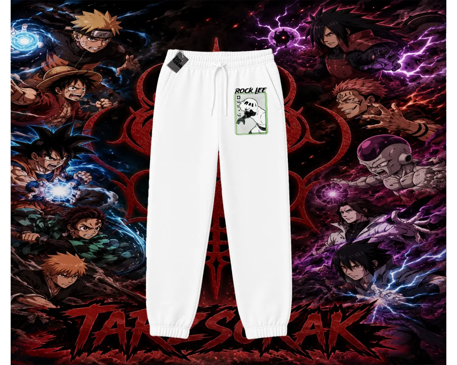 Rock Lee Naruto Anime Karakter Unisex Jogger Eşofman Altı Beyaz