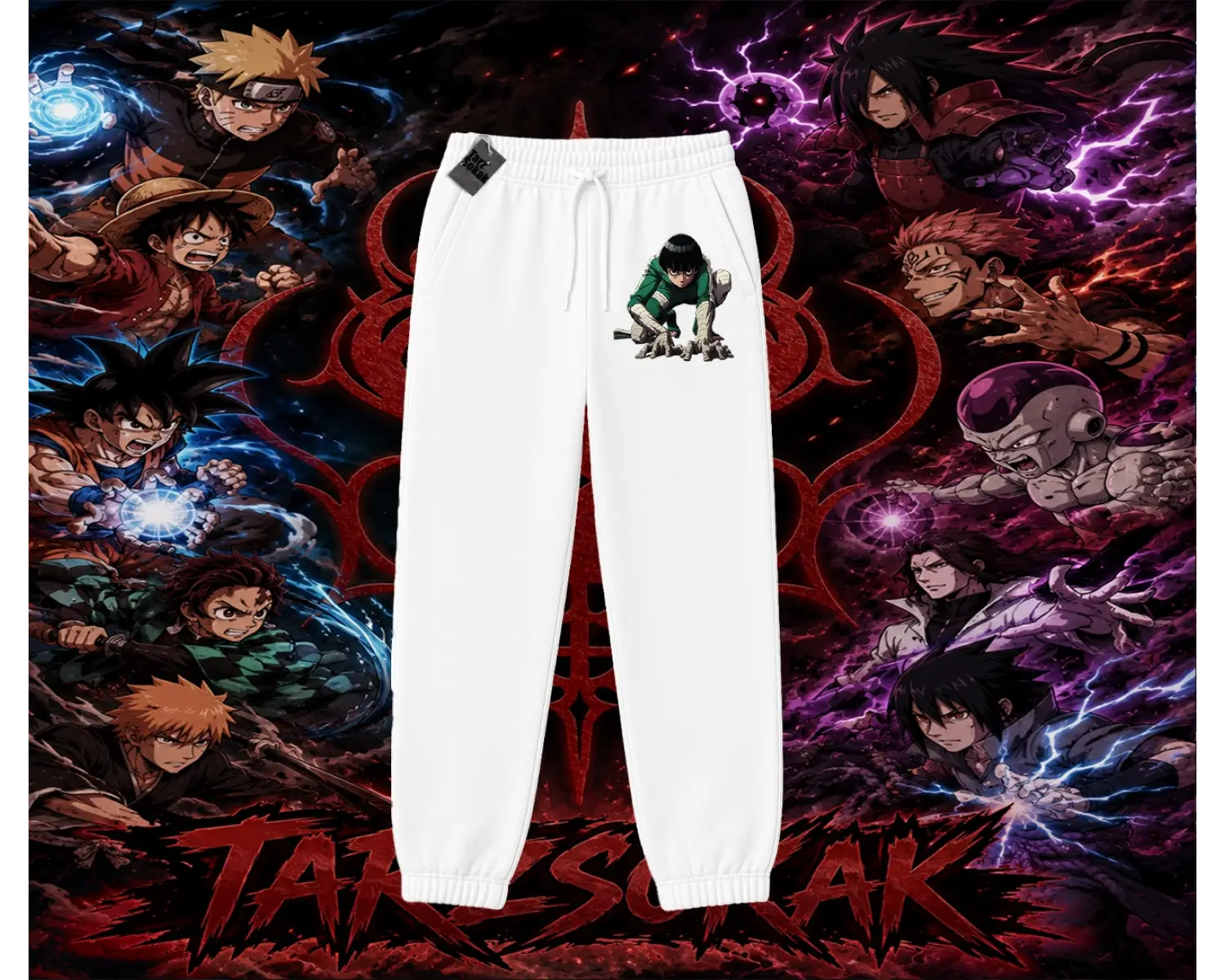 Rock Lee Naruto Anime Karakter Unisex Jogger Eşofman Altı Beyaz