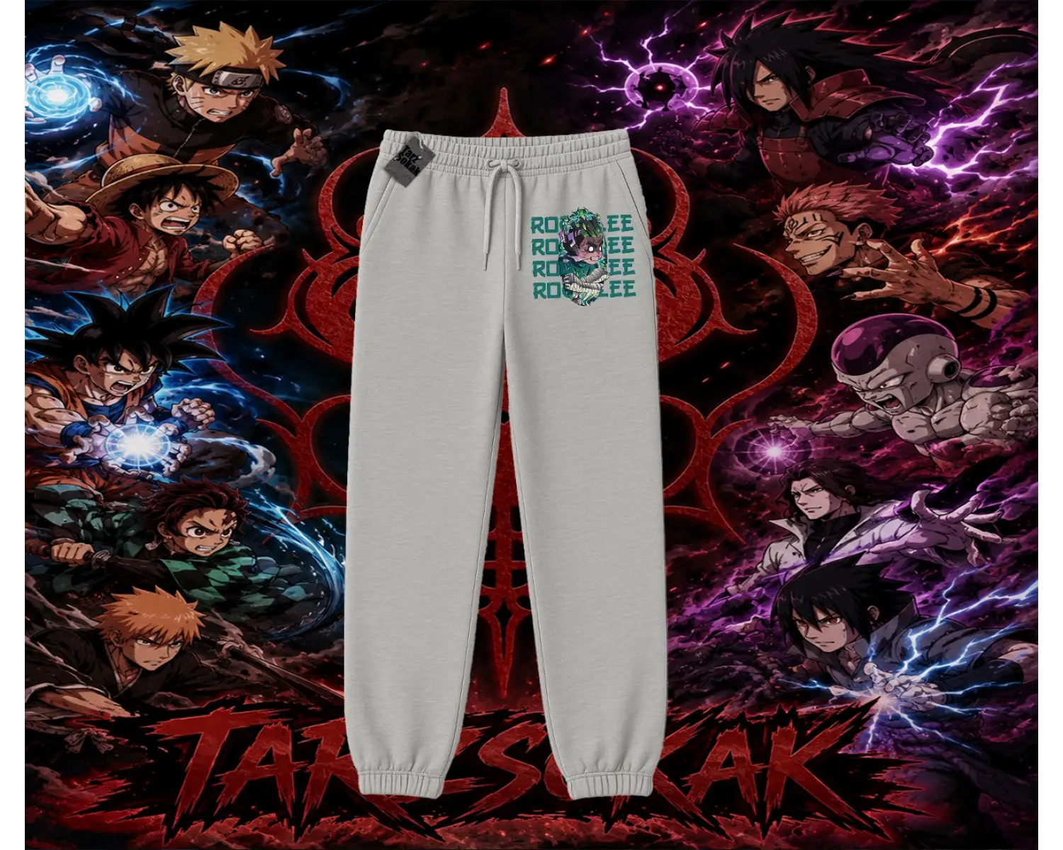 Rock Lee Naruto Anime Karakter Unisex Jogger Eşofman Altı Beyaz