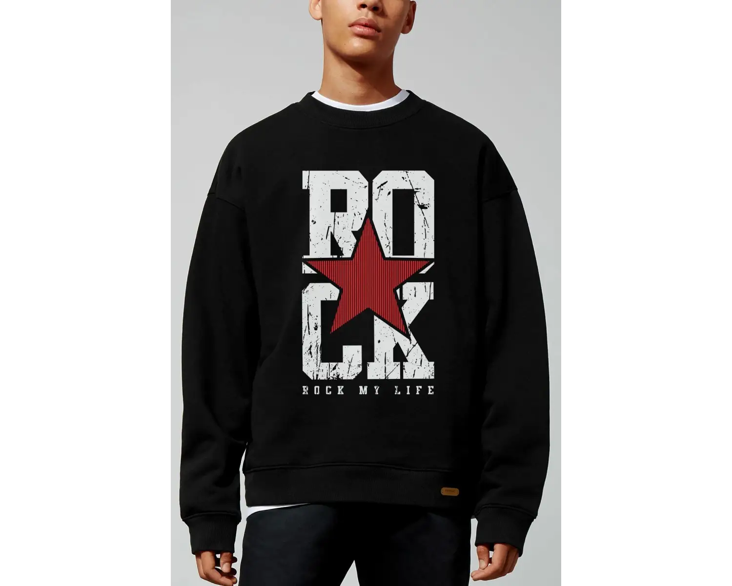 Rock Oversize Siyah Sweatshirt Tarzsokak196