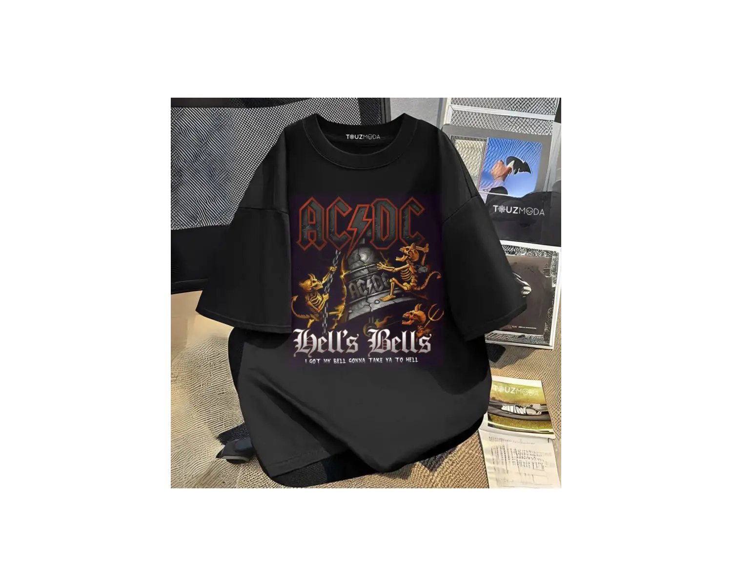 Rock Serisi AC/DC Baskılı Unisex Oversize