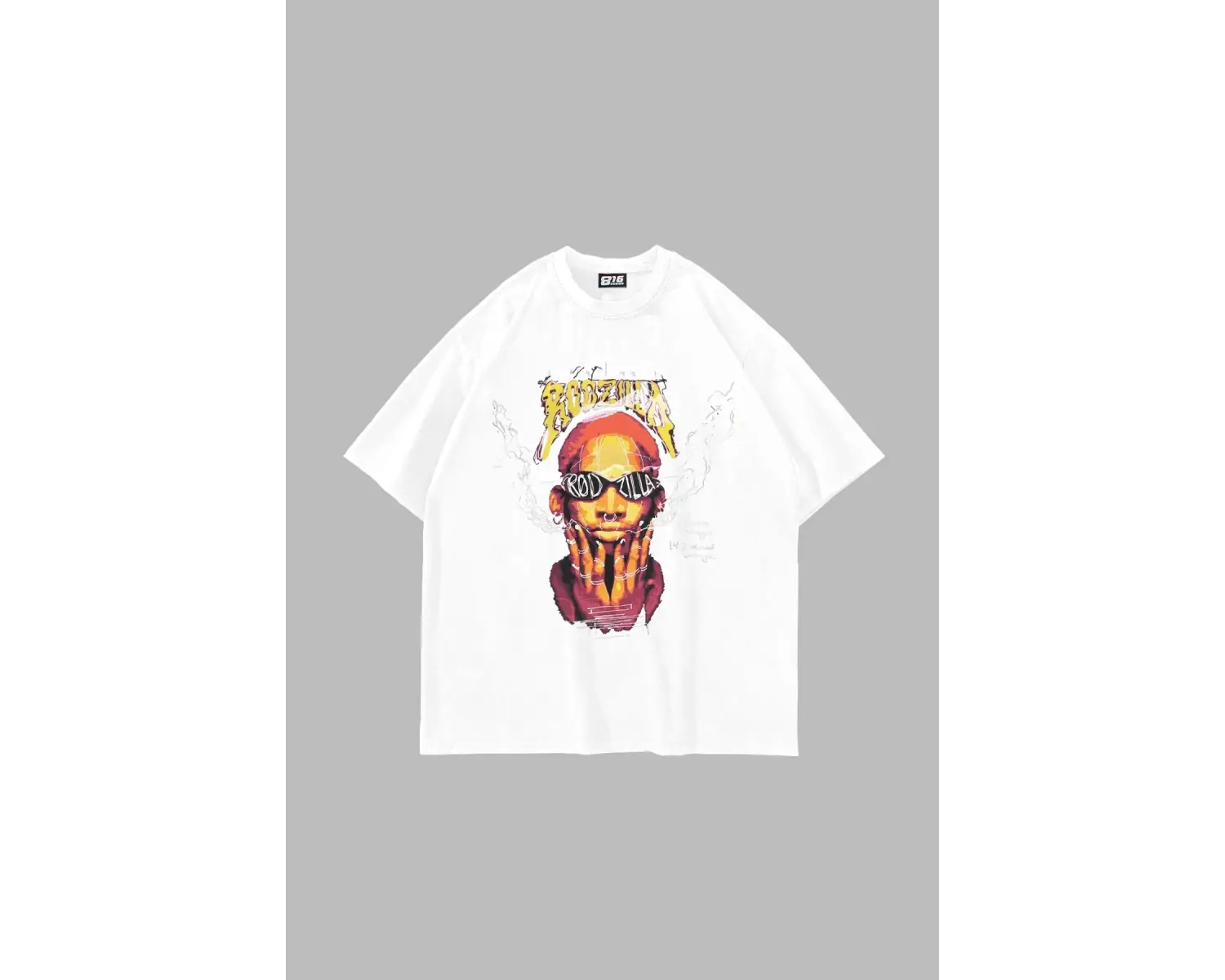 Rodzilla Baskılı Oversize Unisex Beyaz