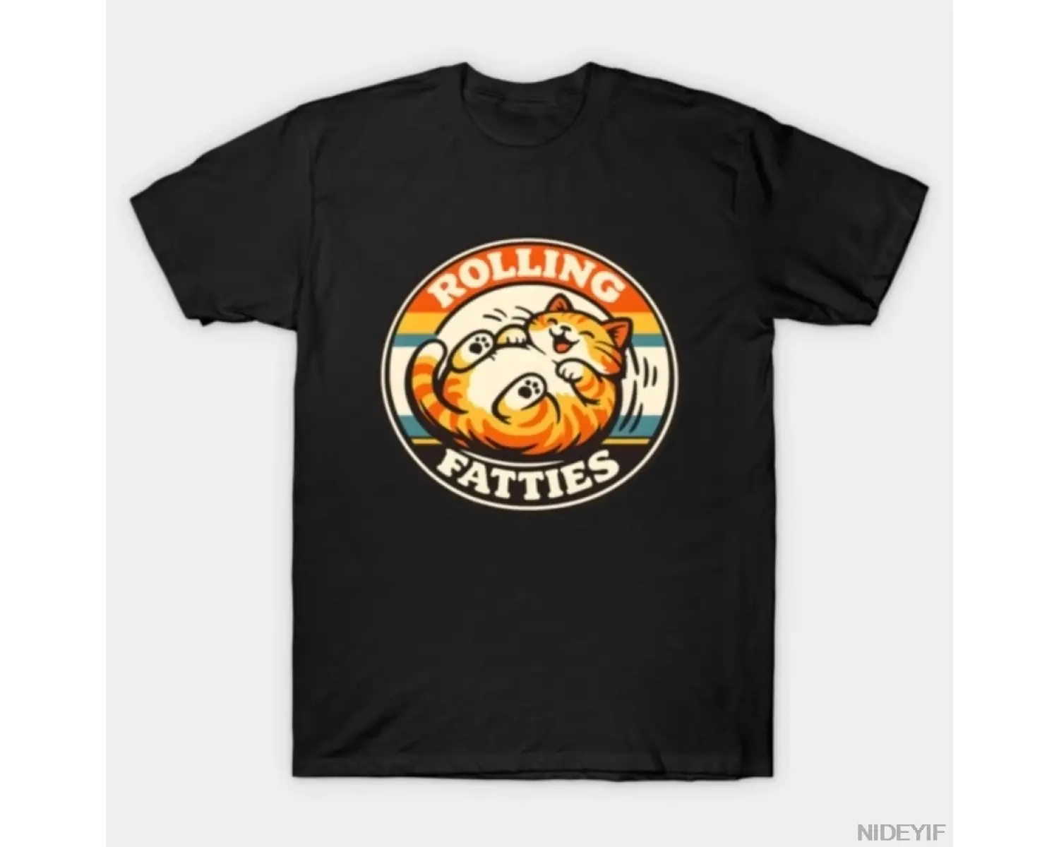 Rolling Fatties Tombul Kedi Vintage Rozet T-shirt Erkekler Kadınlar Için % 100% Pamuk T Shirt