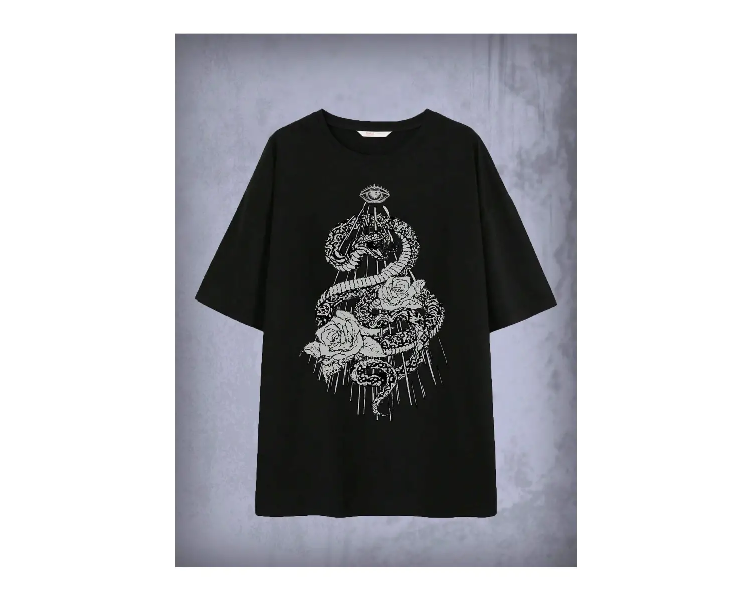 ROMWE Goth Yılan Grafikli Büyük Boy Tişört