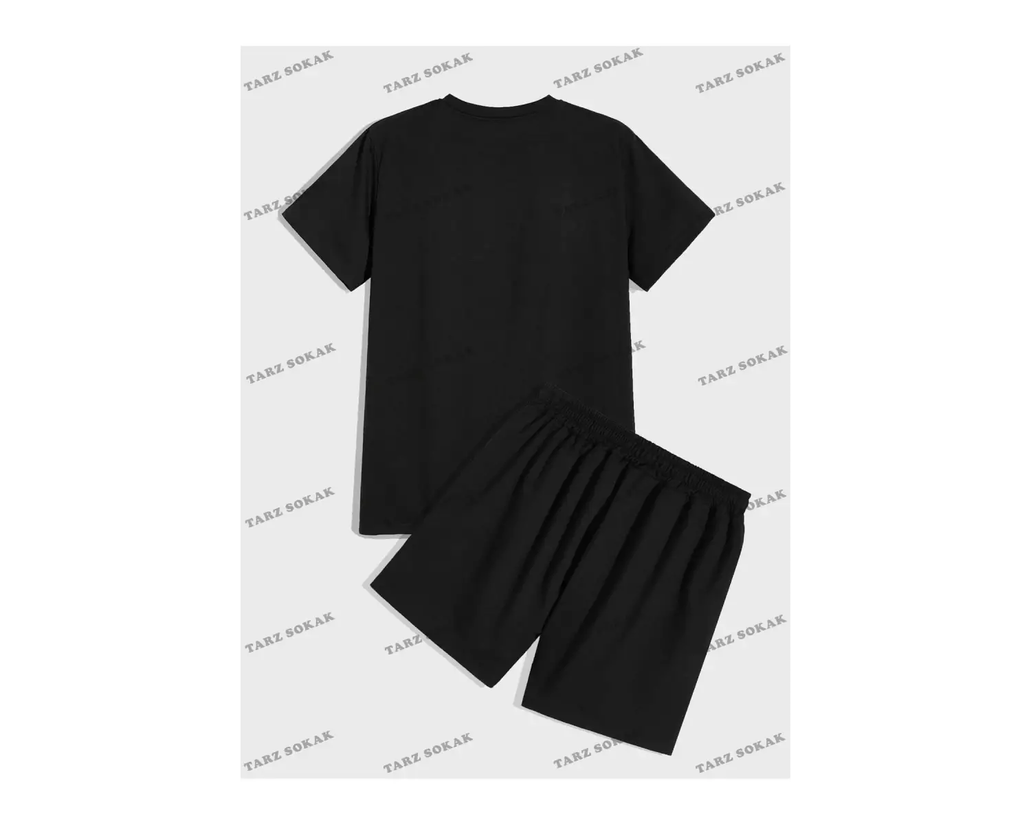 ROMWE Hazırlık Erkek Sloganı Karikatür Ayı Grafikli Tişört ve İpli Şort