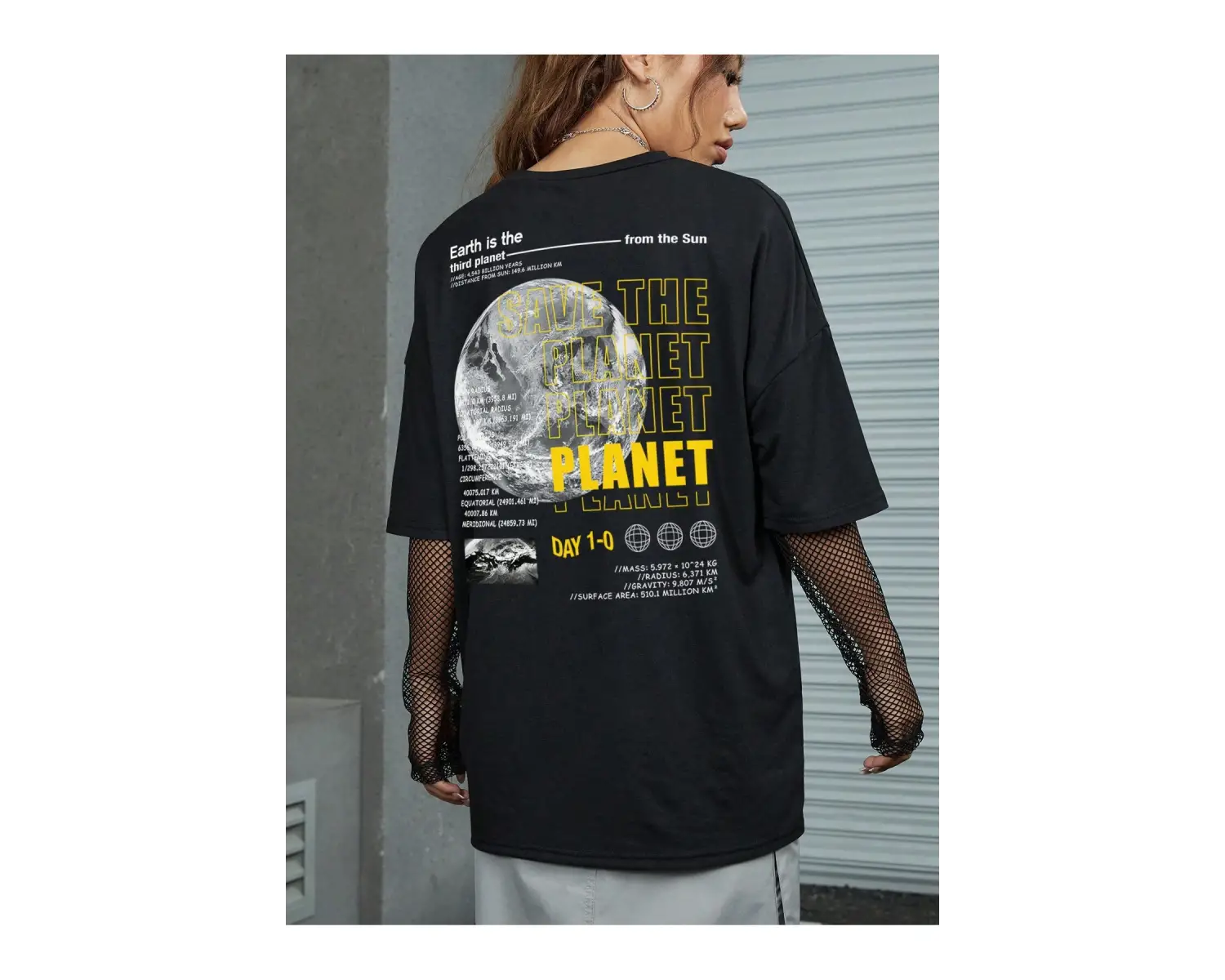 ROMWE Street Life Sloganlı Grafik Düşük Omuz Tişörtü