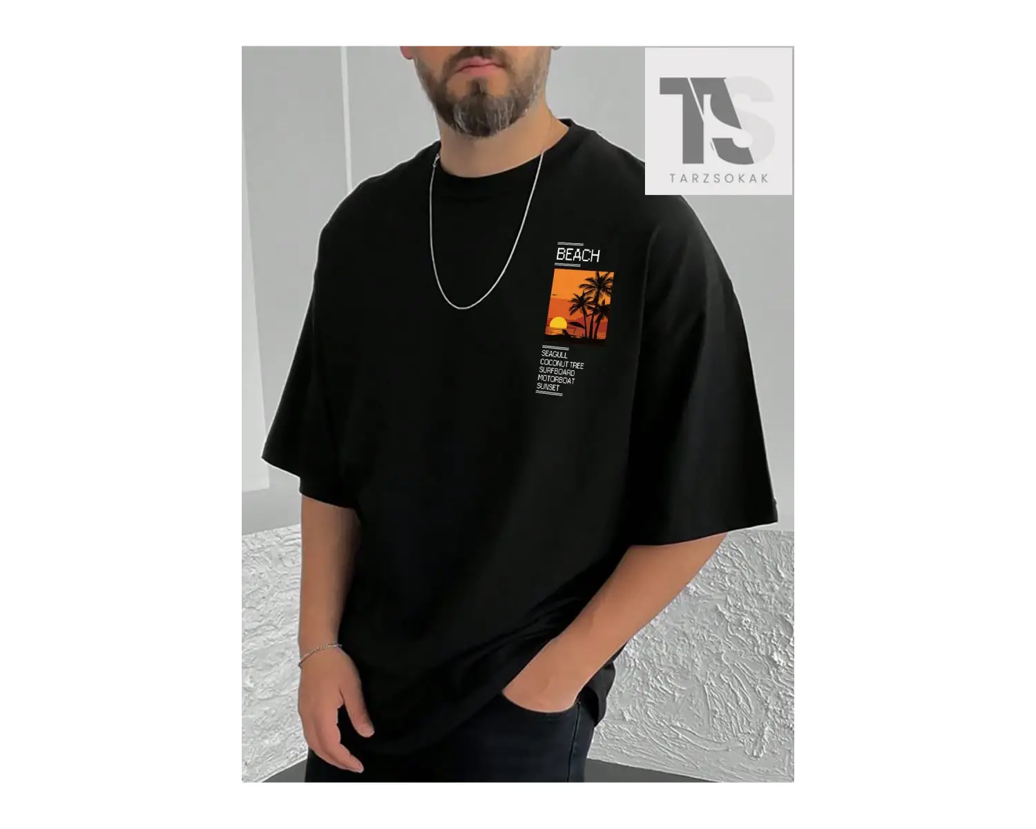 RSRT Erkek Hindistan Cevizi Ağacı ve Slogan Grafikli Tişört