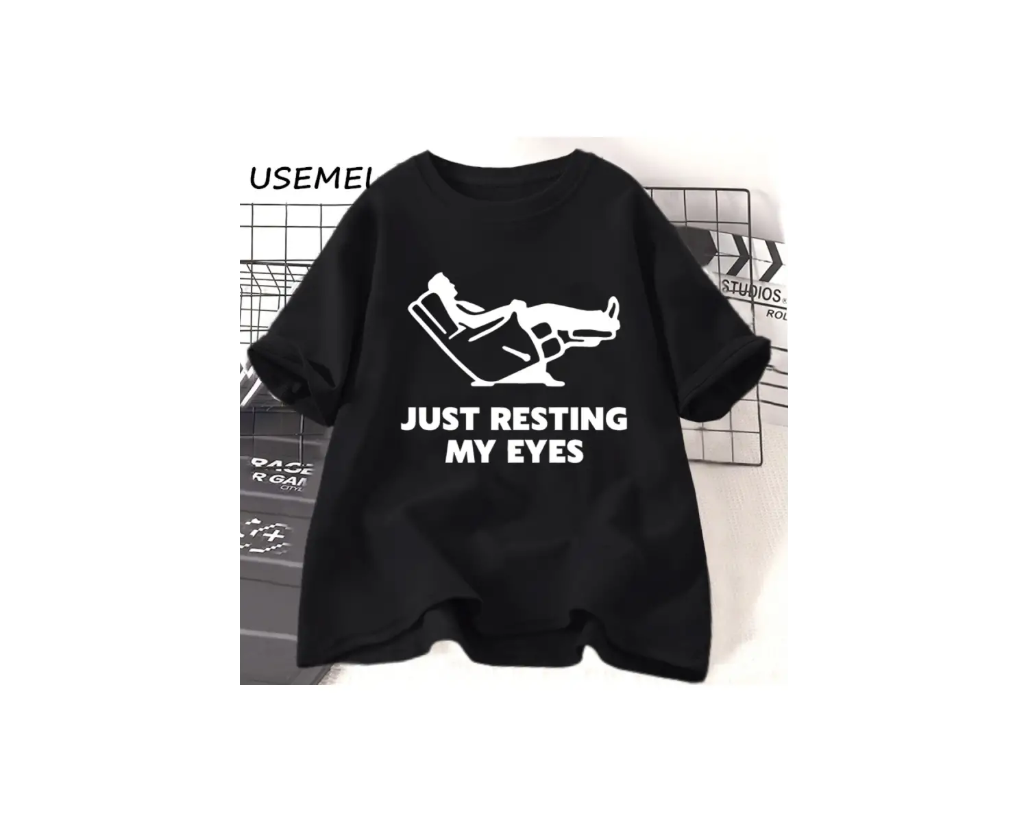 Sadece Gözlerimi Dinlenme TKomik Yorgun Baba Baba Erkek T-Shirt Yaz Pamuk Kısa Kollu 3055