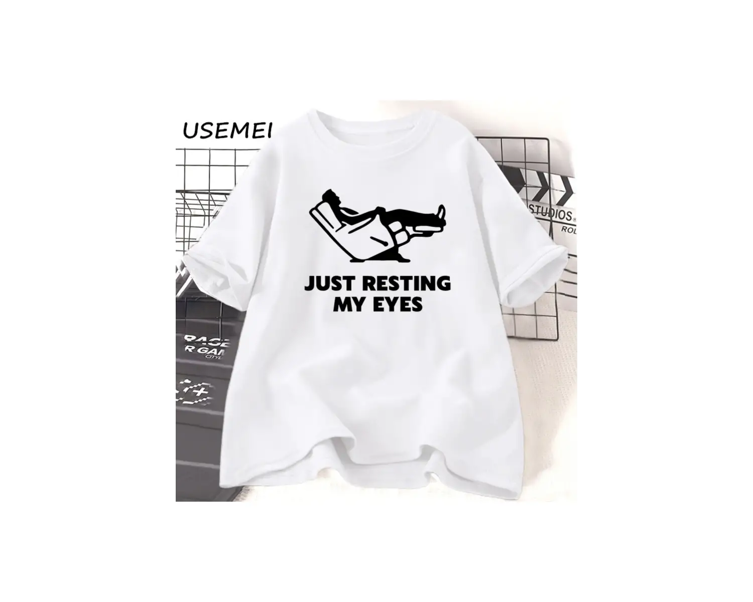 Sadece Gözlerimi Dinlenme TKomik Yorgun Baba Baba Erkek T-Shirt Yaz Pamuk Kısa Kollu 3055