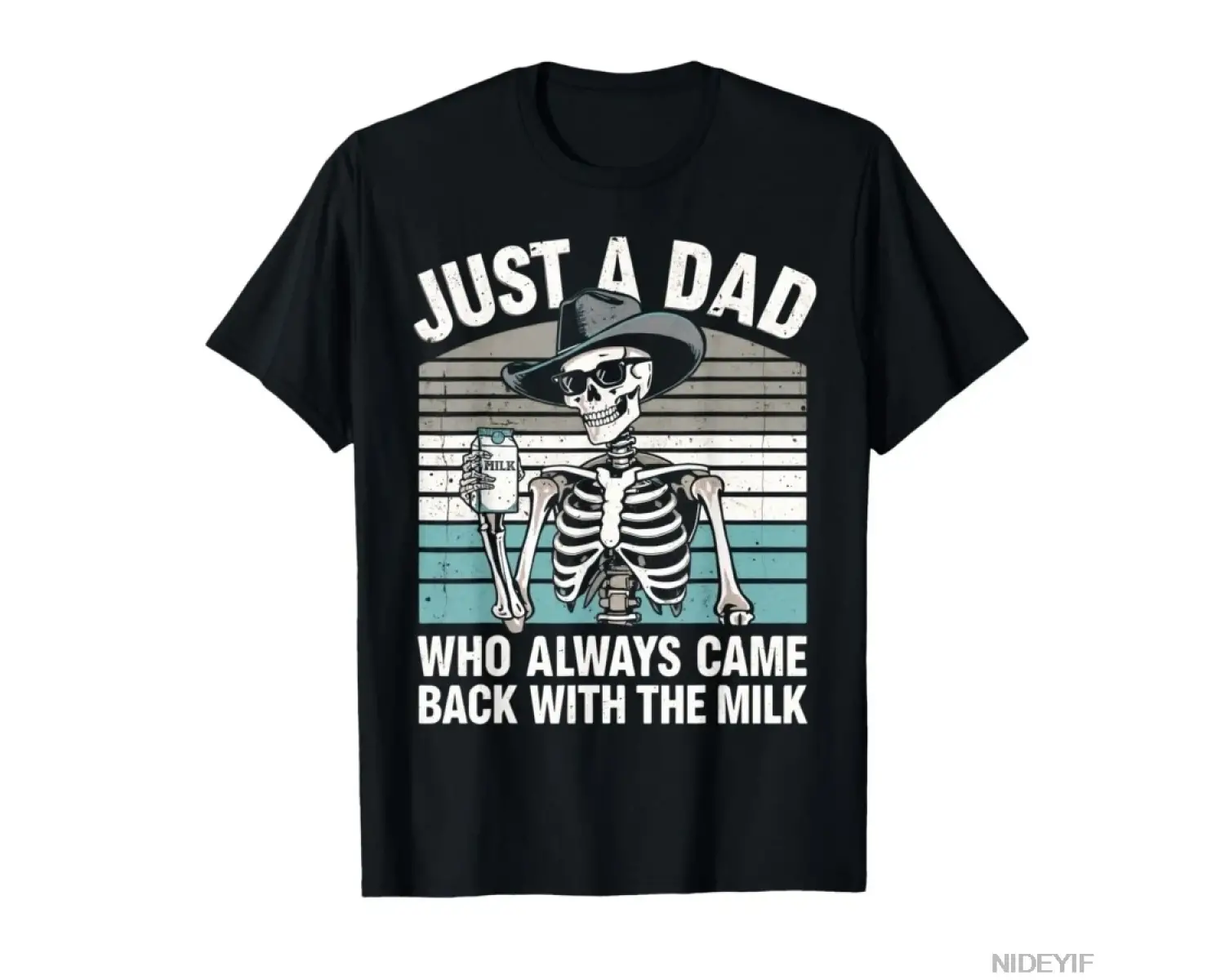 Sadece Her Zaman Sütüyle Geri Gelen Bir Baba İskelet Baskılı Erkek Kadın Tişörtü %100 Pamuklu