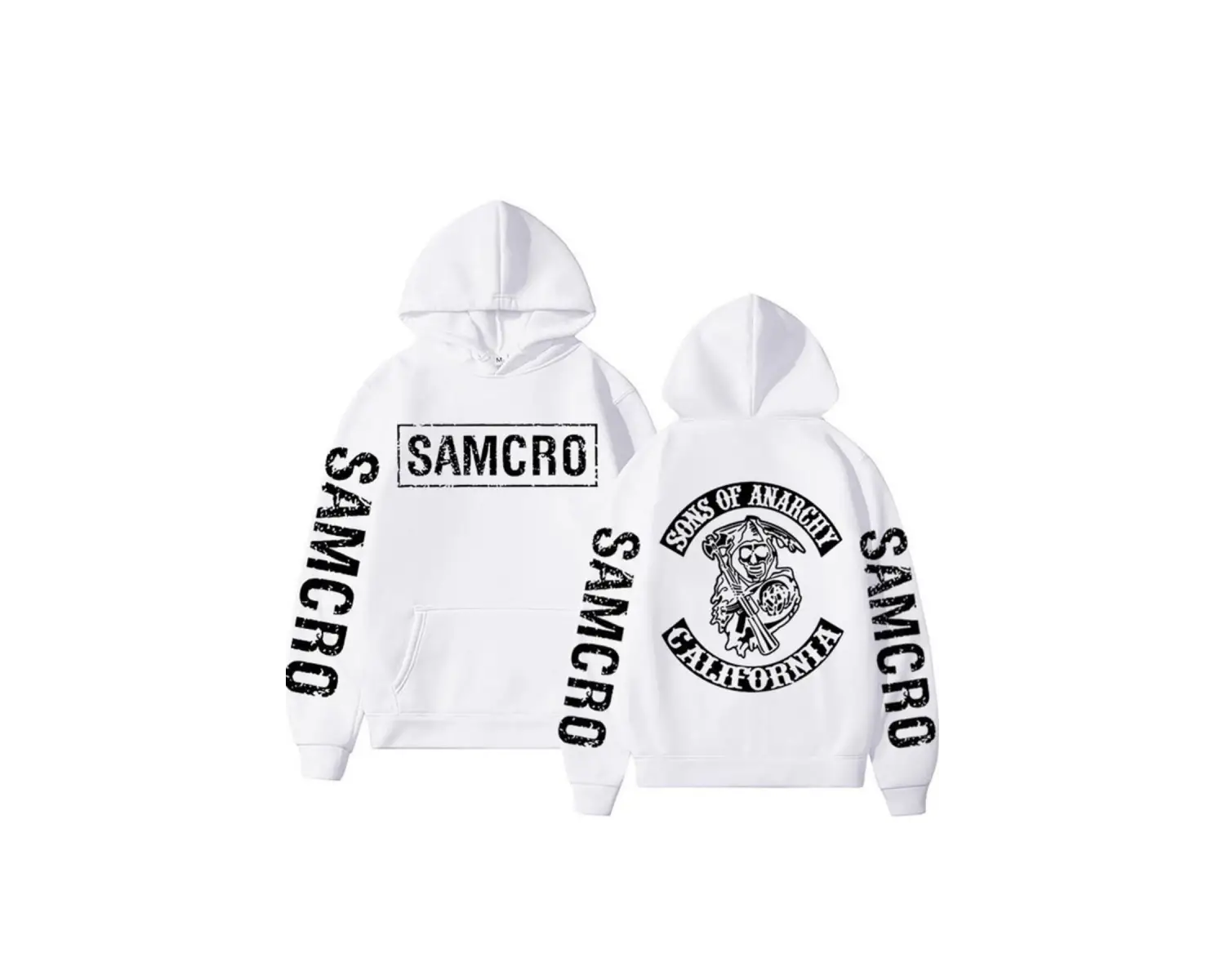 Samcro Çift Taraflı Logo Baskılı Hoodies 17276 Beyaz