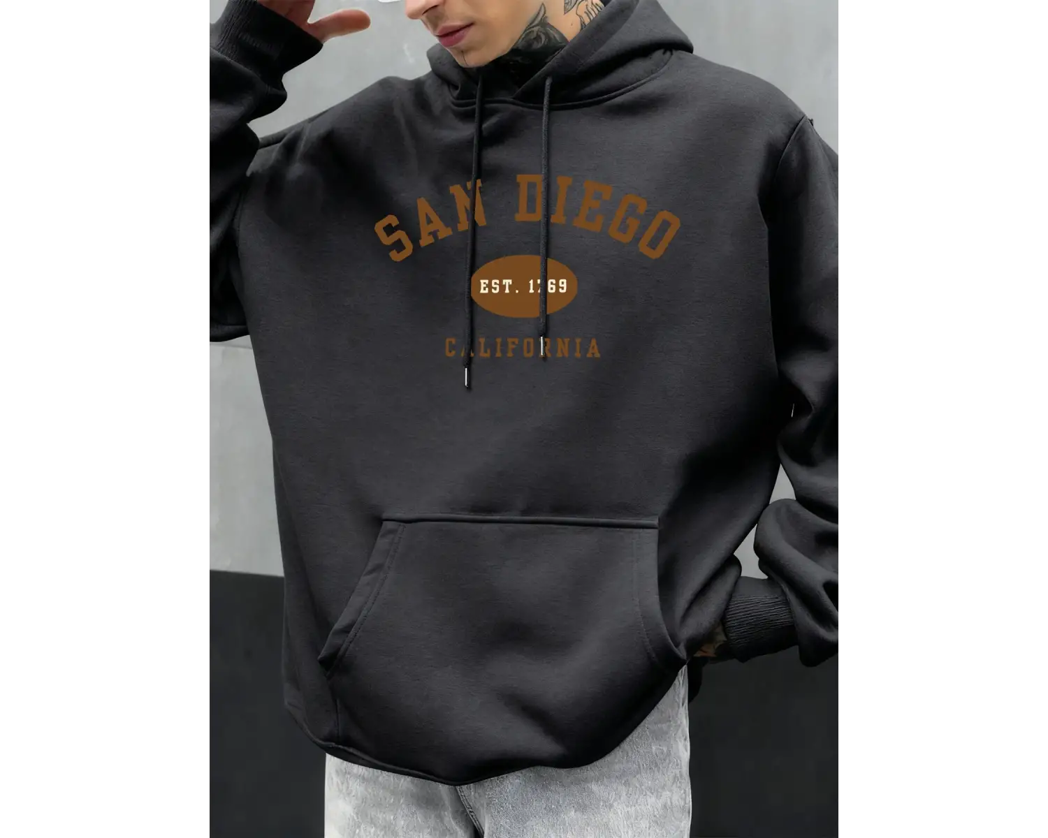 San Diego Kaliforniya Mektup Baskılı Erkek Kapüşonlu Sweatshirt Hip Hop Modası Kişilik Hoody