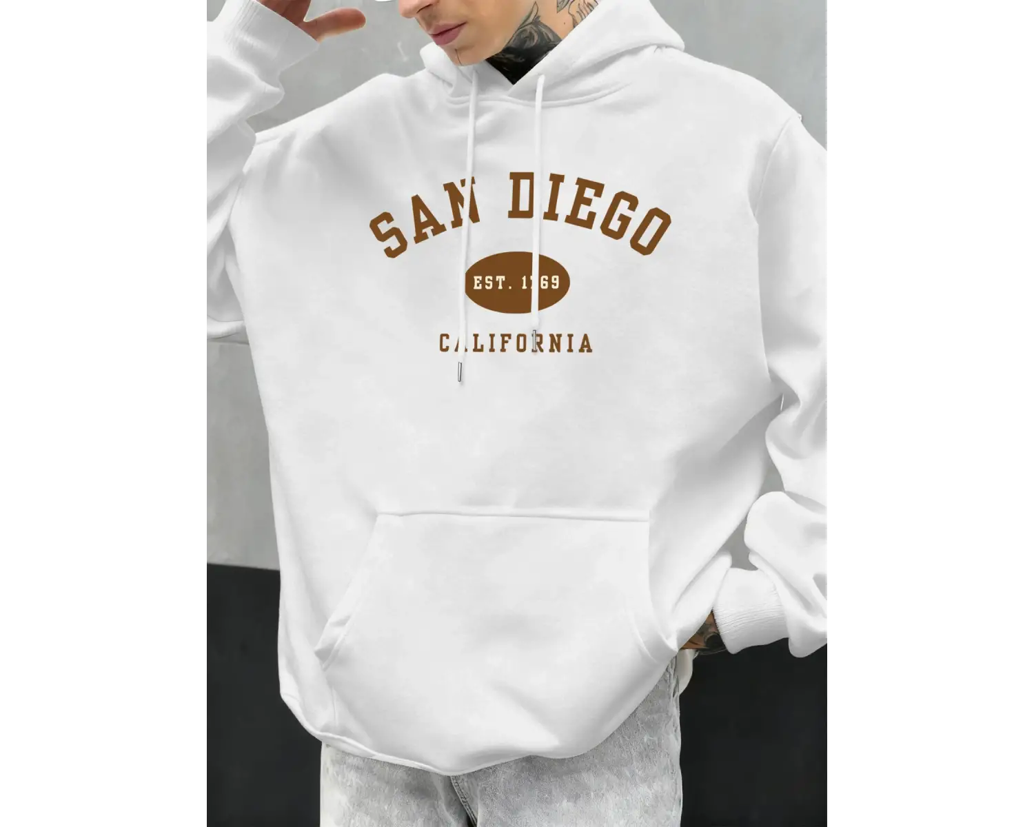 San Diego Kaliforniya Mektup Baskılı Erkek Kapüşonlu Sweatshirt Hip Hop Modası Kişilik Hoody