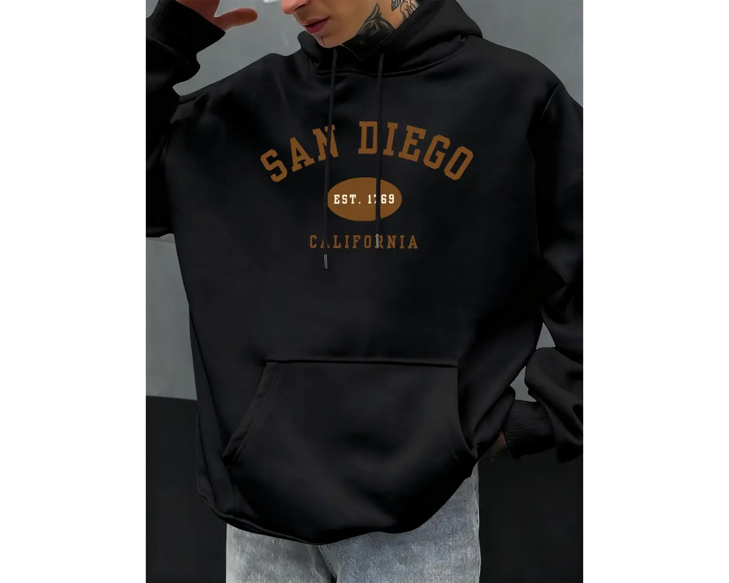 San Diego Kaliforniya Mektup Baskılı Erkek Kapüşonlu Sweatshirt Hip Hop Modası Kişilik Hoody