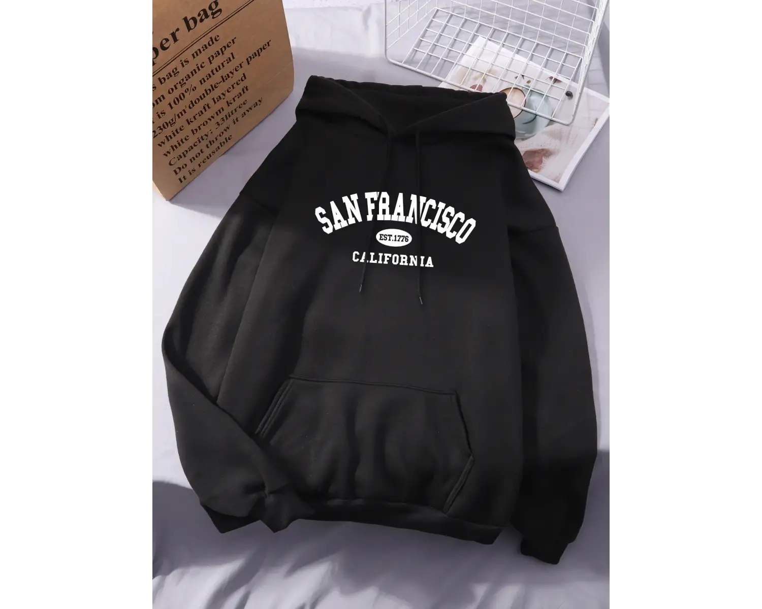 Sanfrancisco Est.1776 Kaliforniya Mektup Baskı Kadın Kapüşonlular Hip Hop Gevşek Hoody Kapşon