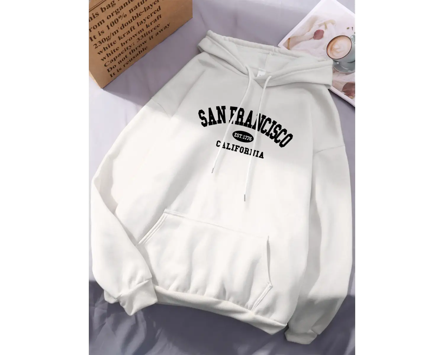 Sanfrancisco Est.1776 Kaliforniya Mektup Baskı Kadın Kapüşonlular Hip Hop Gevşek Hoody Kapşon