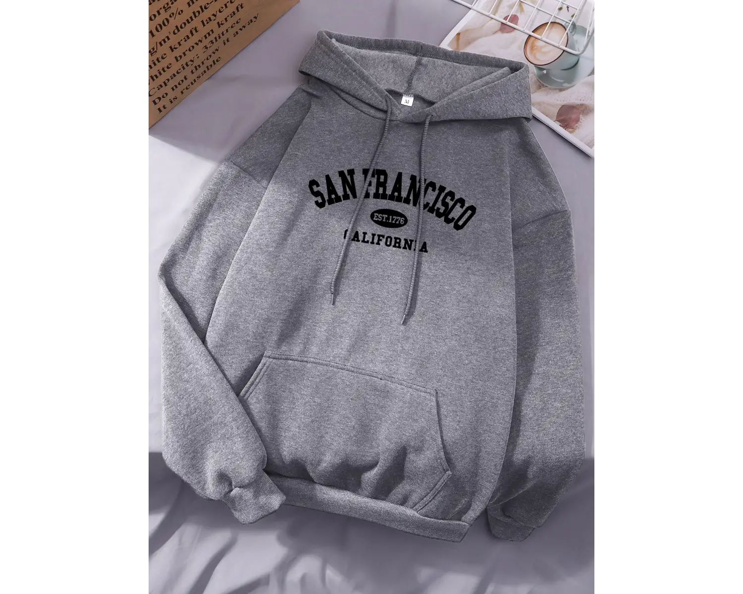 Sanfrancisco Est.1776 Kaliforniya Mektup Baskı Kadın Kapüşonlular Hip Hop Gevşek Hoody Kapşon