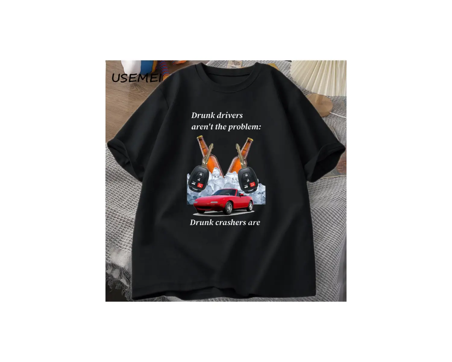 Sarhoş sürücüleri erkek tişört komik T Shirt sarhoş sürüş moda kısa kollu T-shirt pamuk erkek 2969