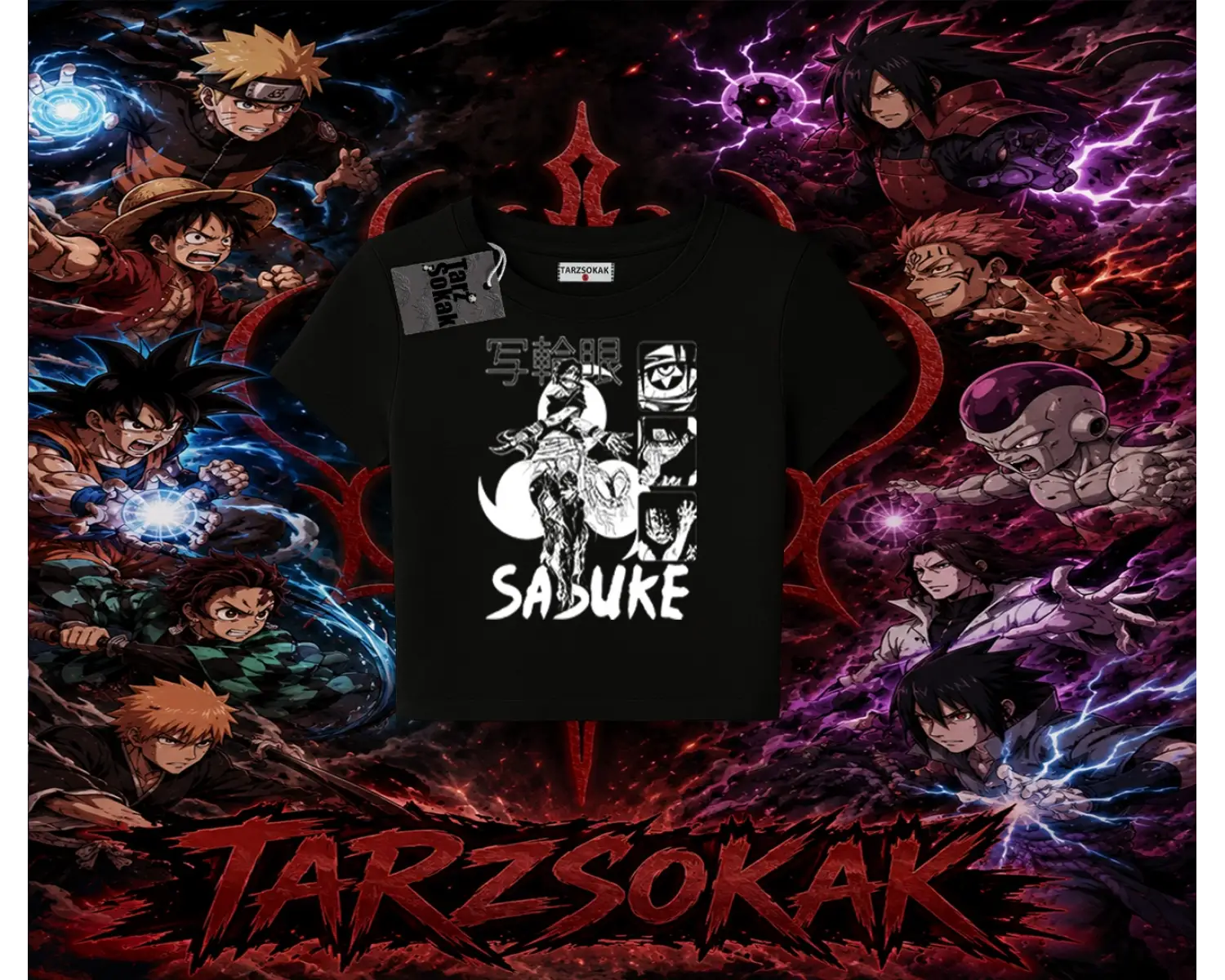 Sasuke uchiha Naruto Anime Karakter Kadın Baby Tee Beyaz