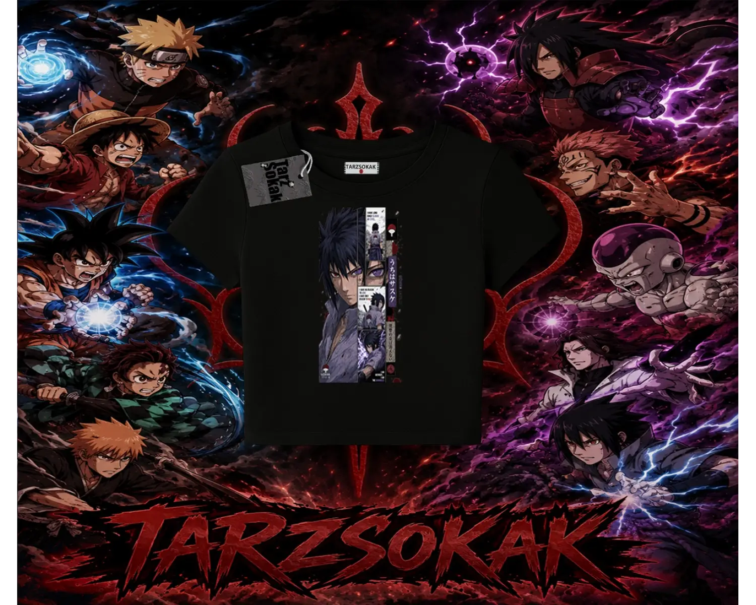 Sasuke uchiha Naruto Anime Karakter Kadın Baby Tee Beyaz