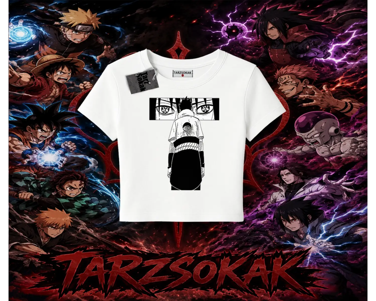 Sasuke uchiha Naruto Anime Karakter Kadın Baby Tee Beyaz