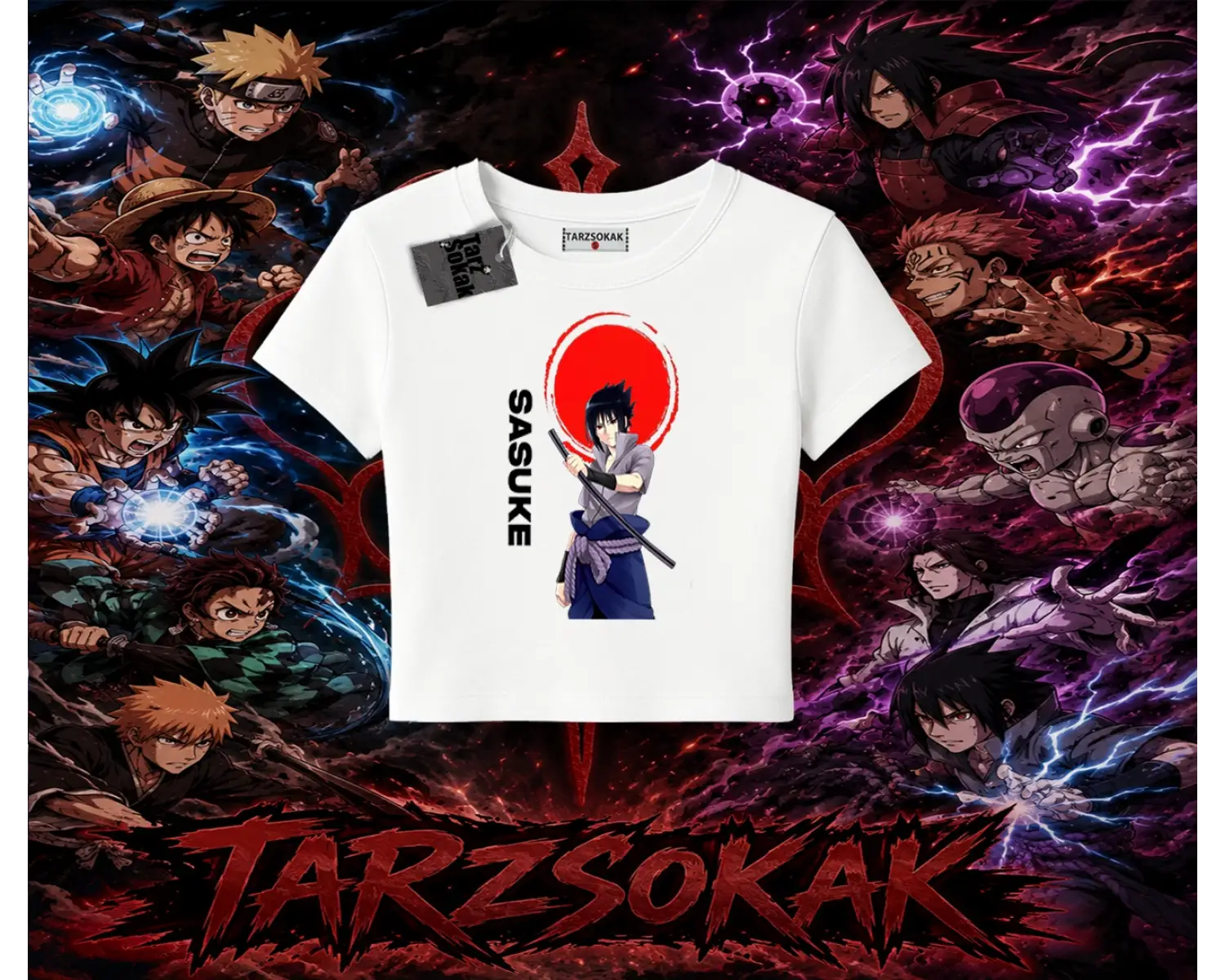Sasuke uchiha Naruto Anime Karakter Kadın Baby Tee Beyaz