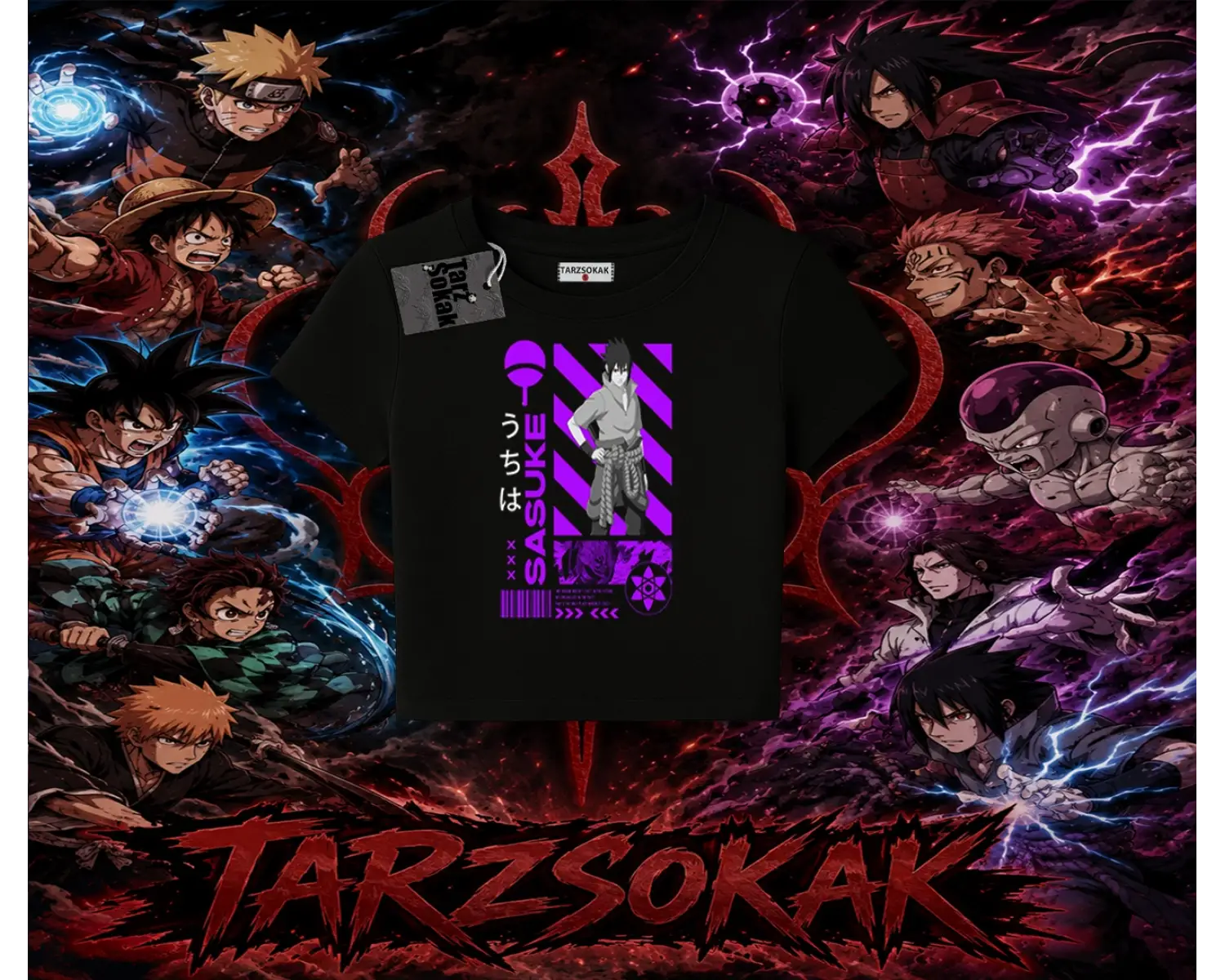 Sasuke uchiha Naruto Anime Karakter Kadın Baby Tee Beyaz
